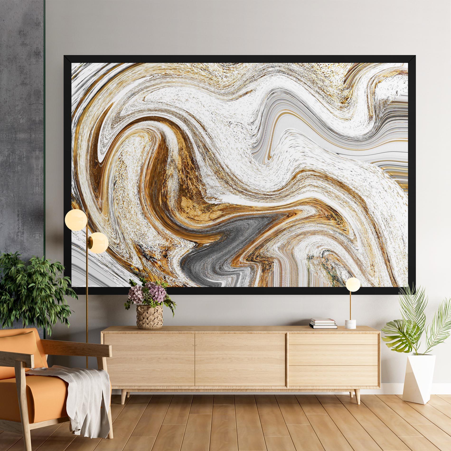 Leinwandbild Gold White Liquid mockup 9