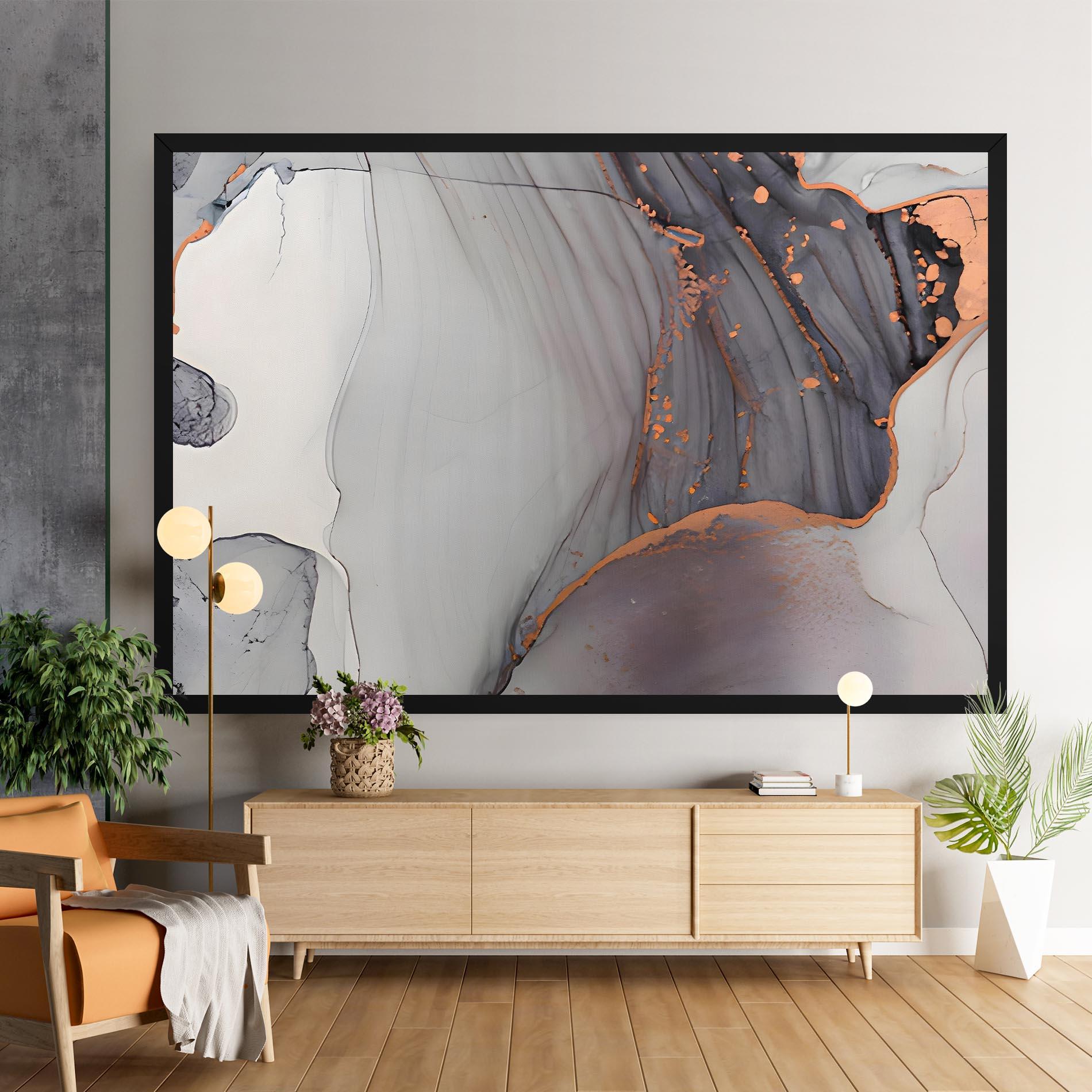 Leinwandbild Grey Pink Liquid Marble mockup 9