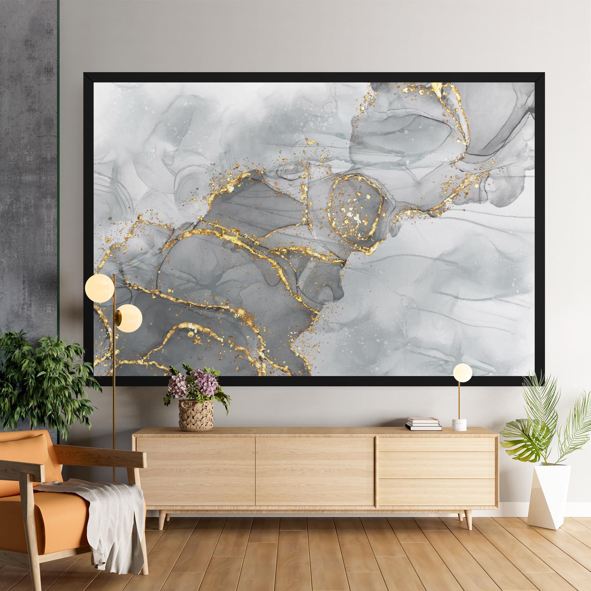 Leinwandbild White Ink Marble mockup 9