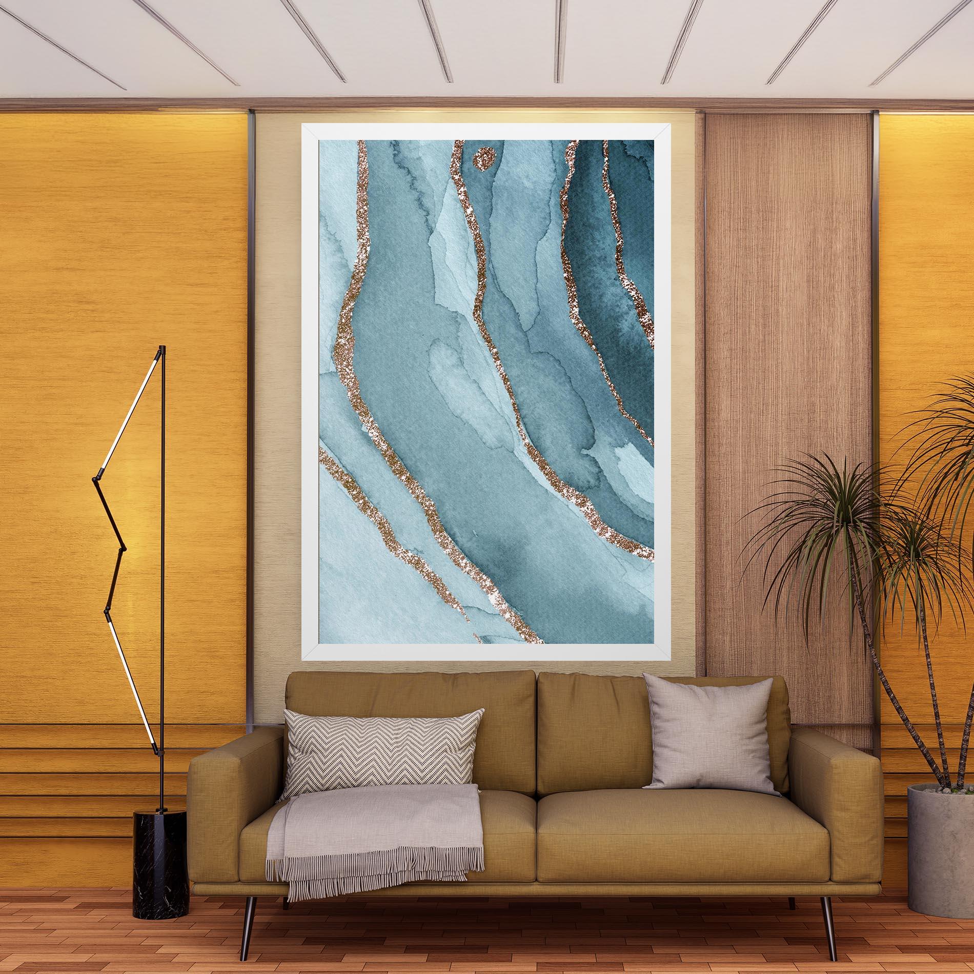 Leinwandbild Blue Golden Glitter mockup 9