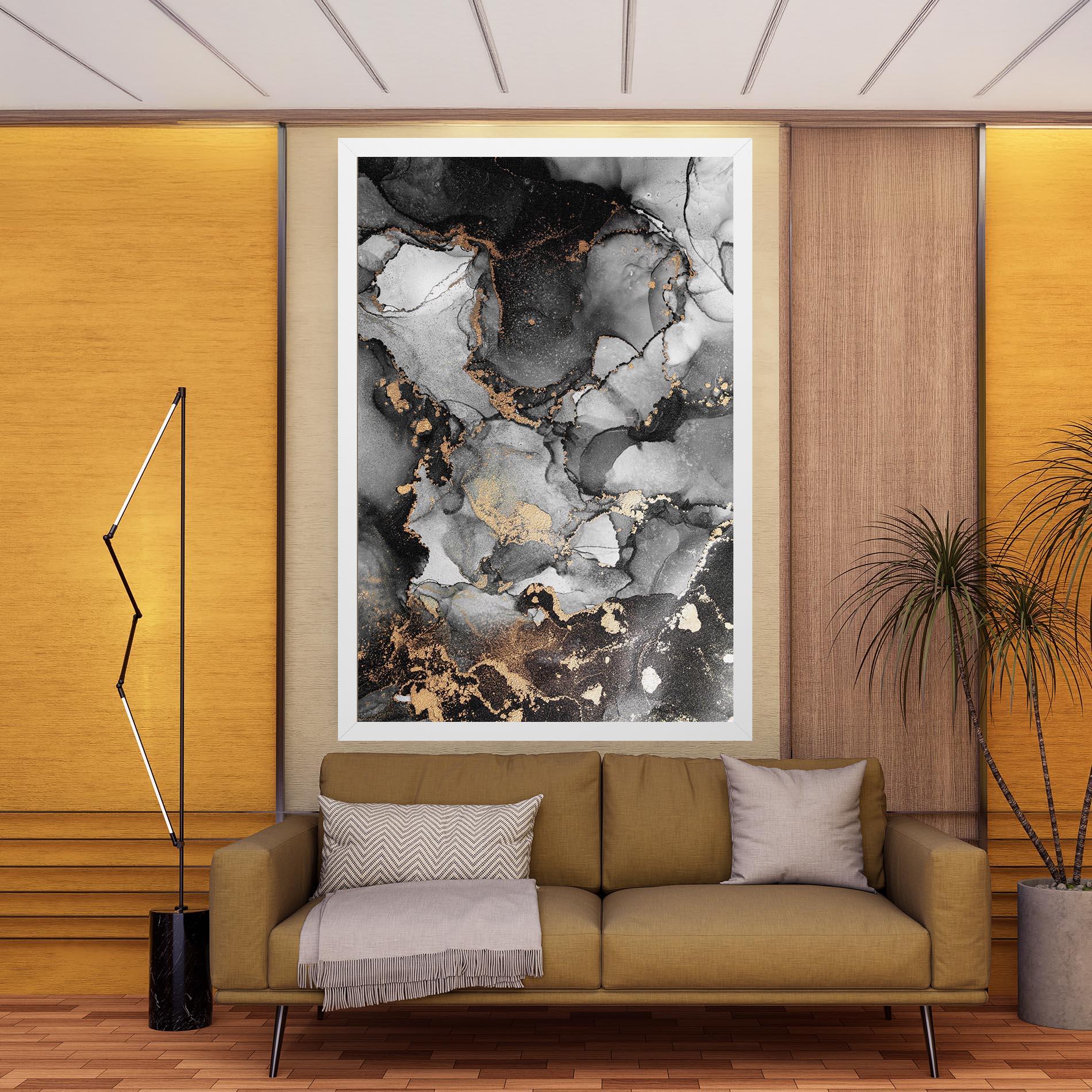 Leinwandbild Grey Gold Marble mockup 9