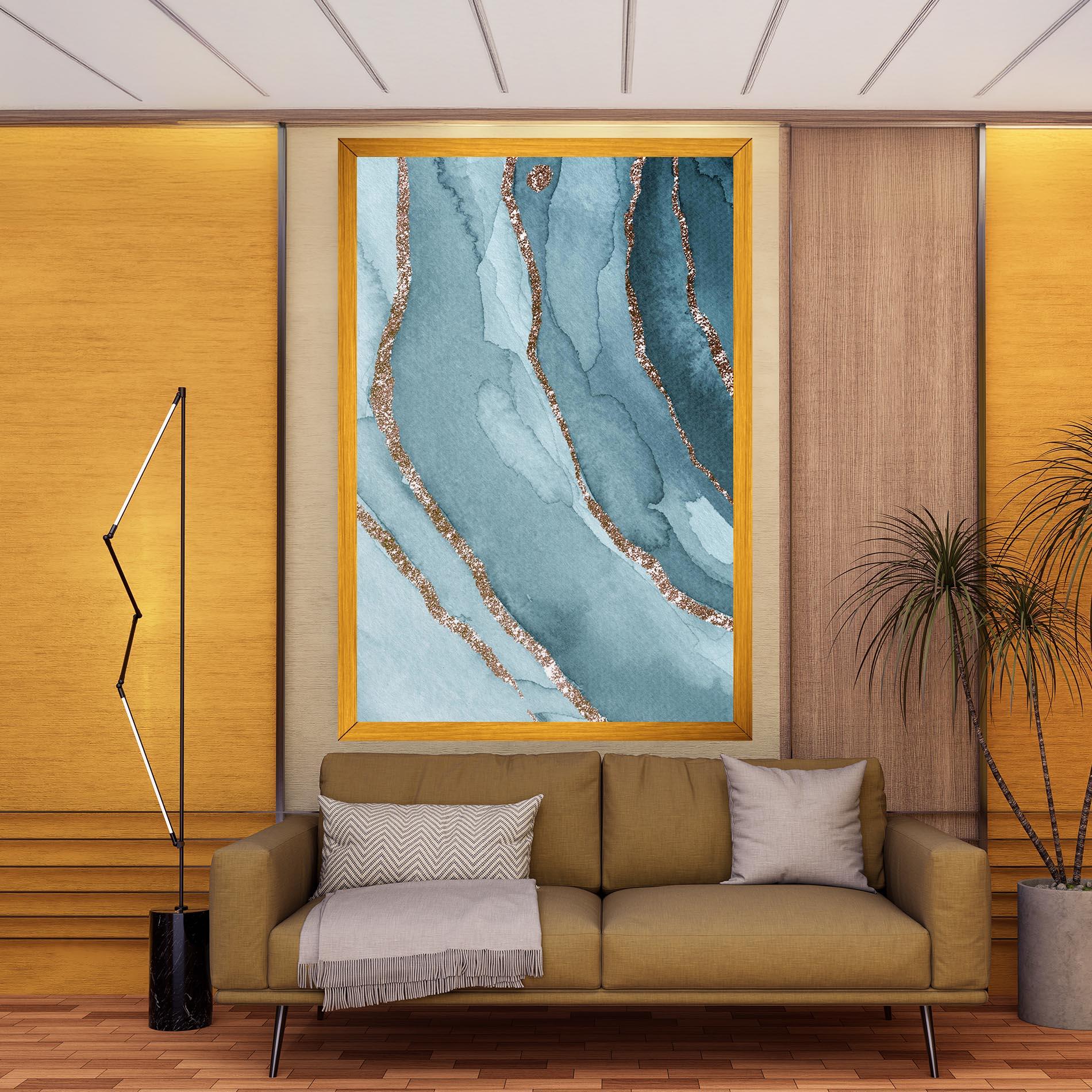 Leinwandbild Blue Golden Glitter mockup 9