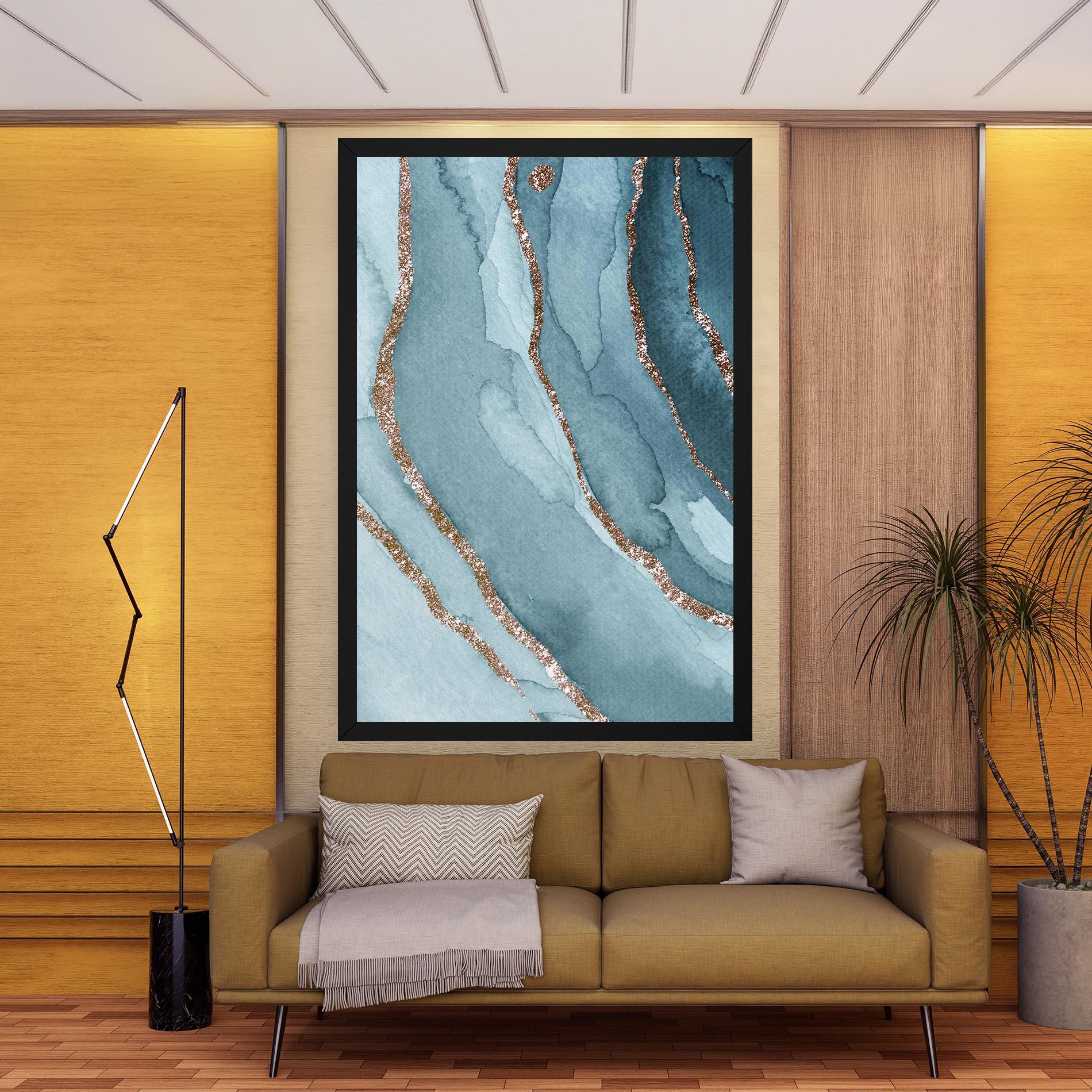 Leinwandbild Blue Golden Glitter mockup 9