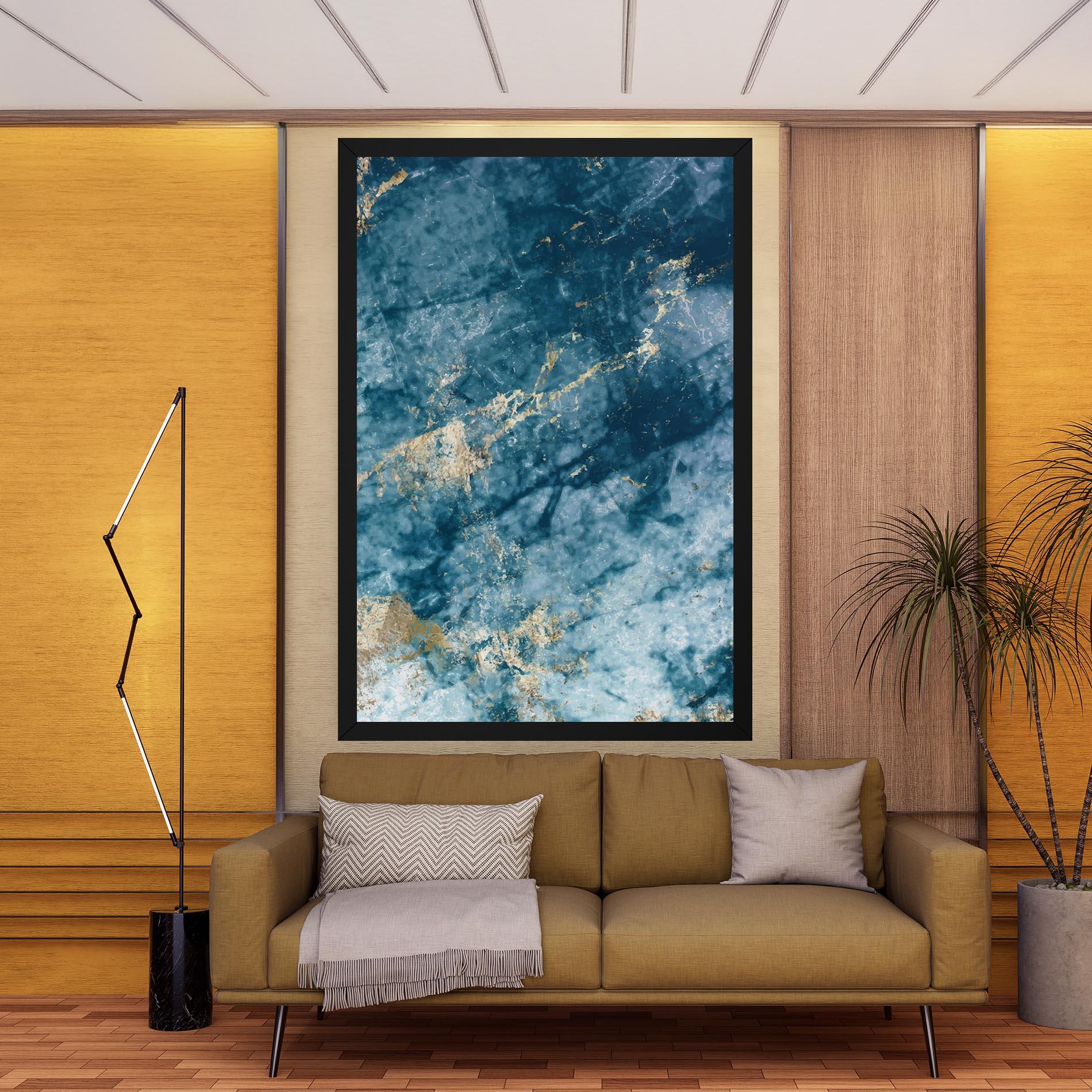 Leinwandbild Blue Water Marble mockup 9