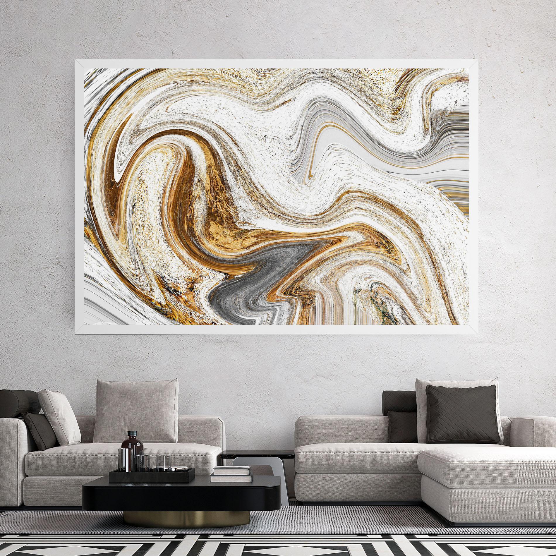 Leinwandbild Gold White Liquid mockup 2