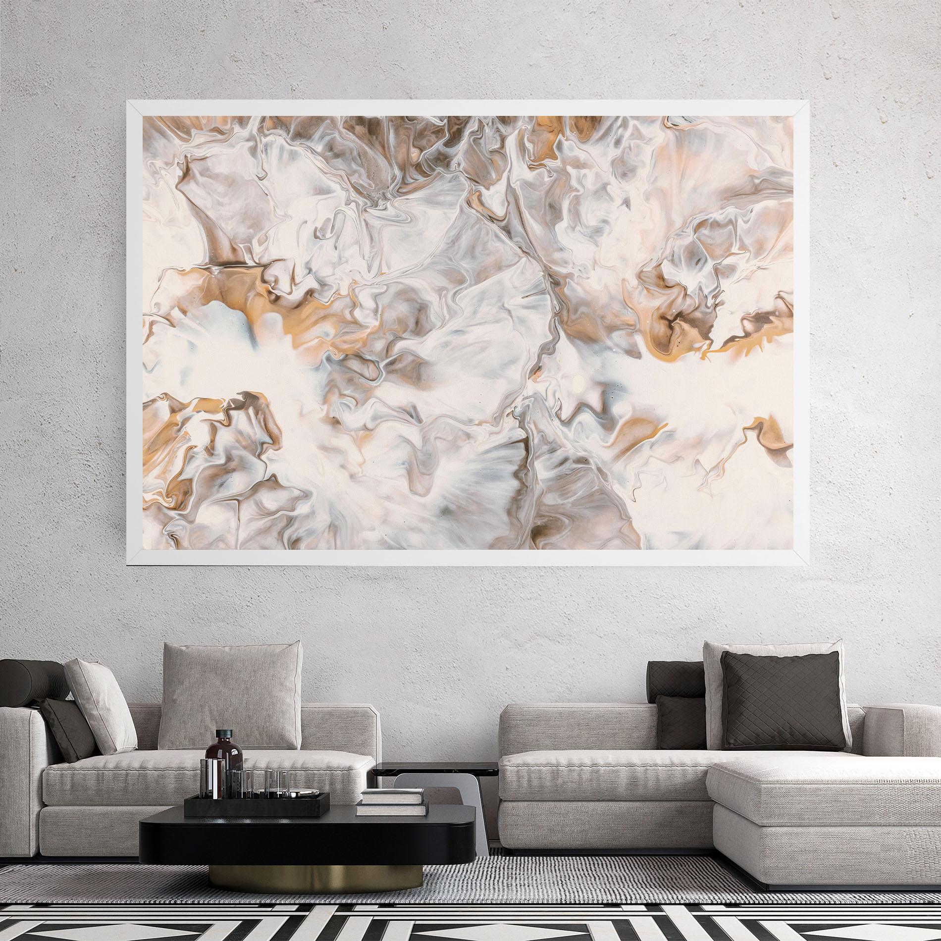 Leinwandbild White Gold Abstract mockup 2