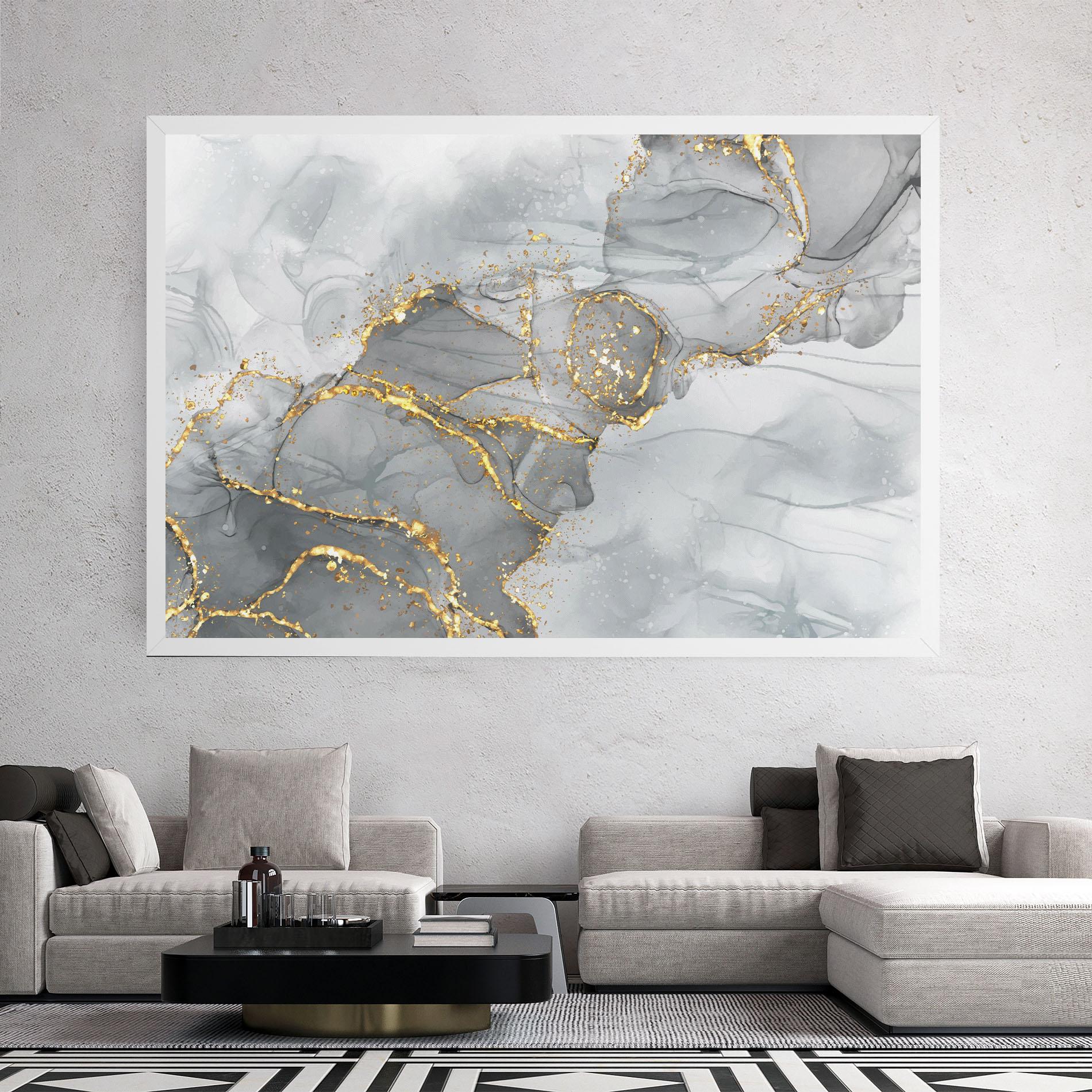 Leinwandbild White Ink Marble mockup 2