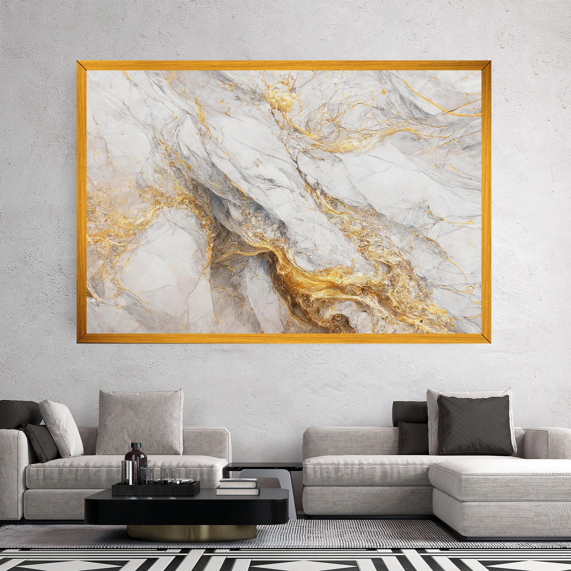 Leinwandbild Gold Liquid Grey Marble mockup 2