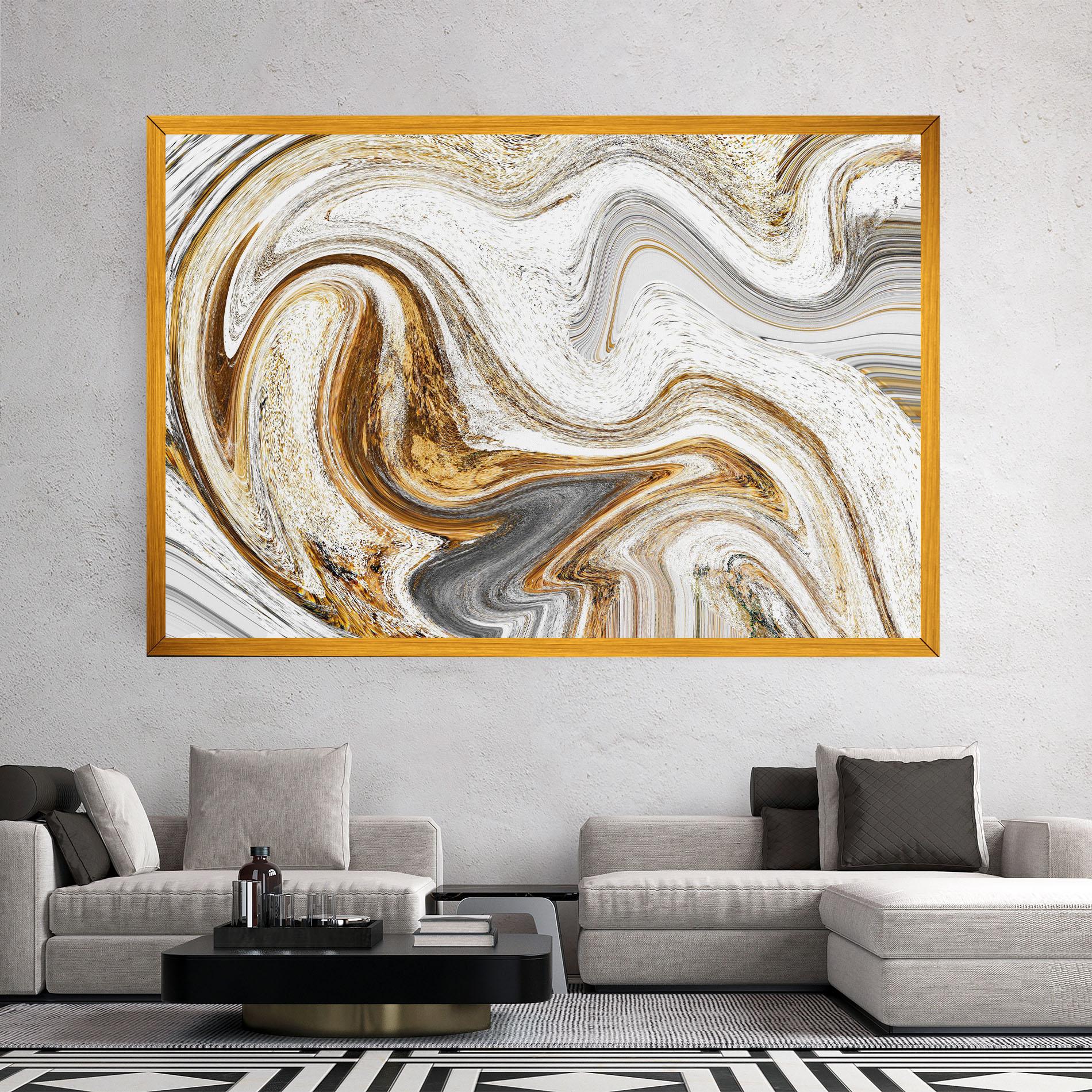 Leinwandbild Gold White Liquid mockup 2
