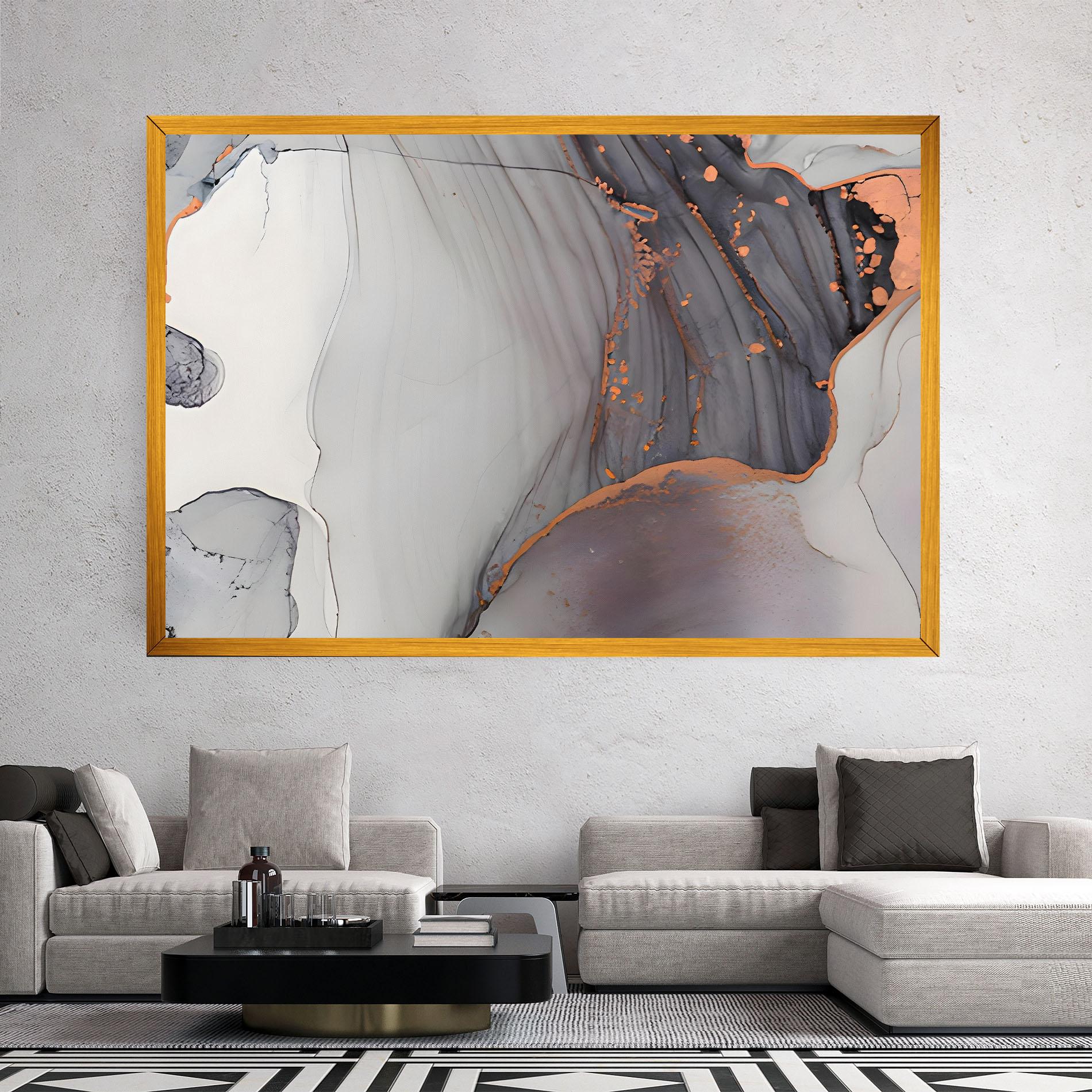 Leinwandbild Grey Pink Liquid Marble mockup 2