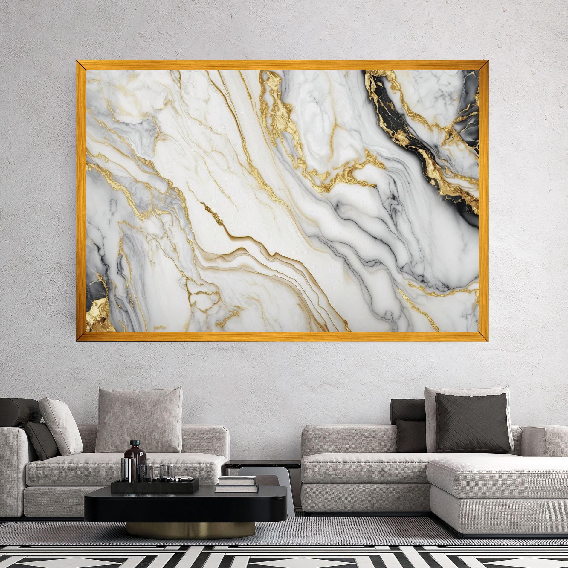 Leinwandbild White Golden Marble mockup 2