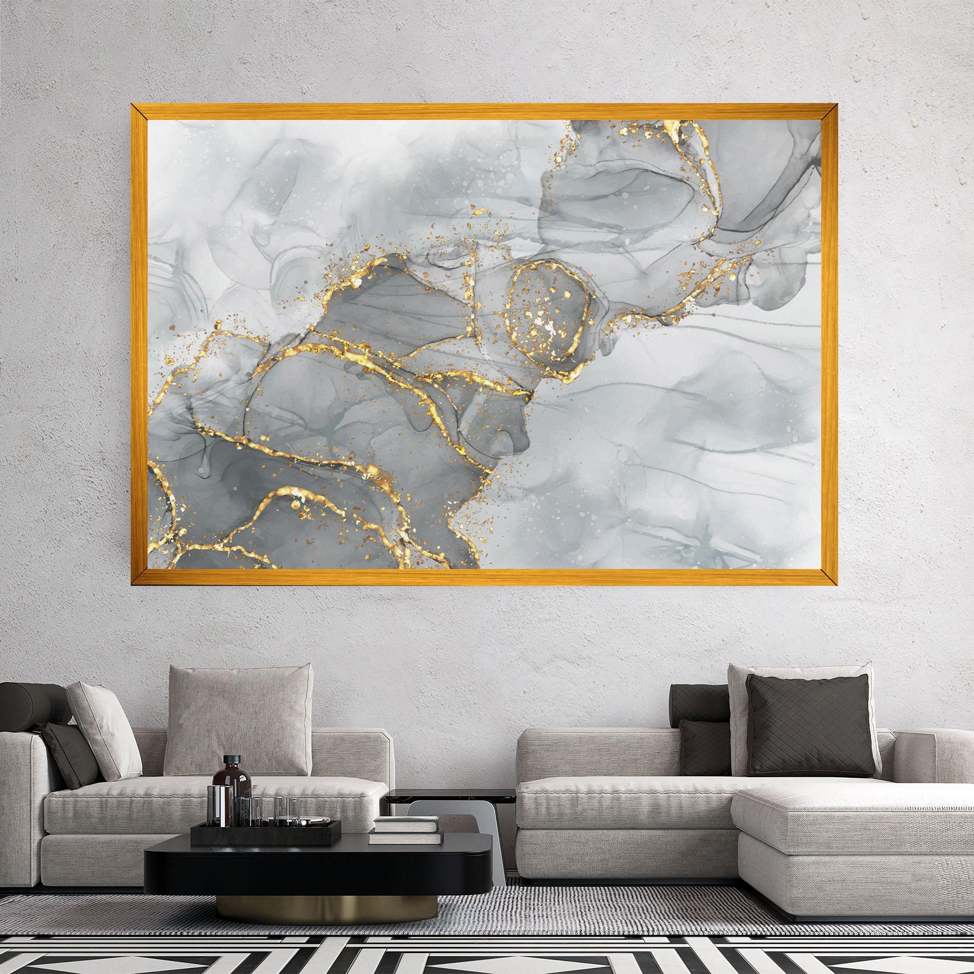 Leinwandbild White Ink Marble mockup 2
