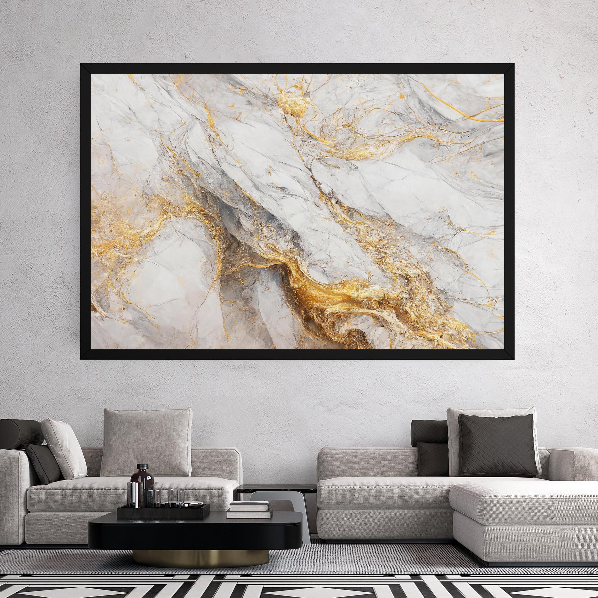 Leinwandbild Gold Liquid Grey Marble mockup 2