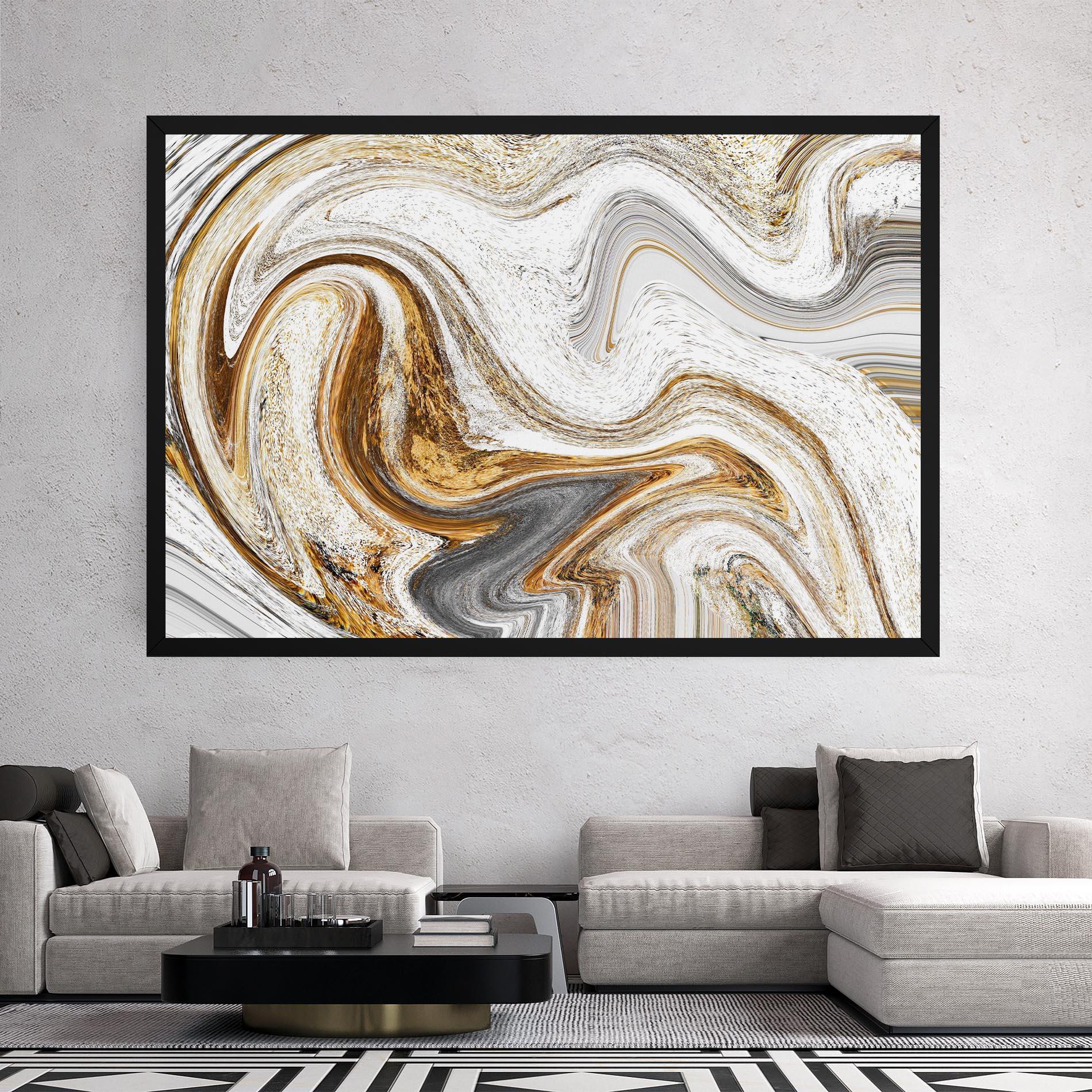 Leinwandbild Gold White Liquid mockup 2
