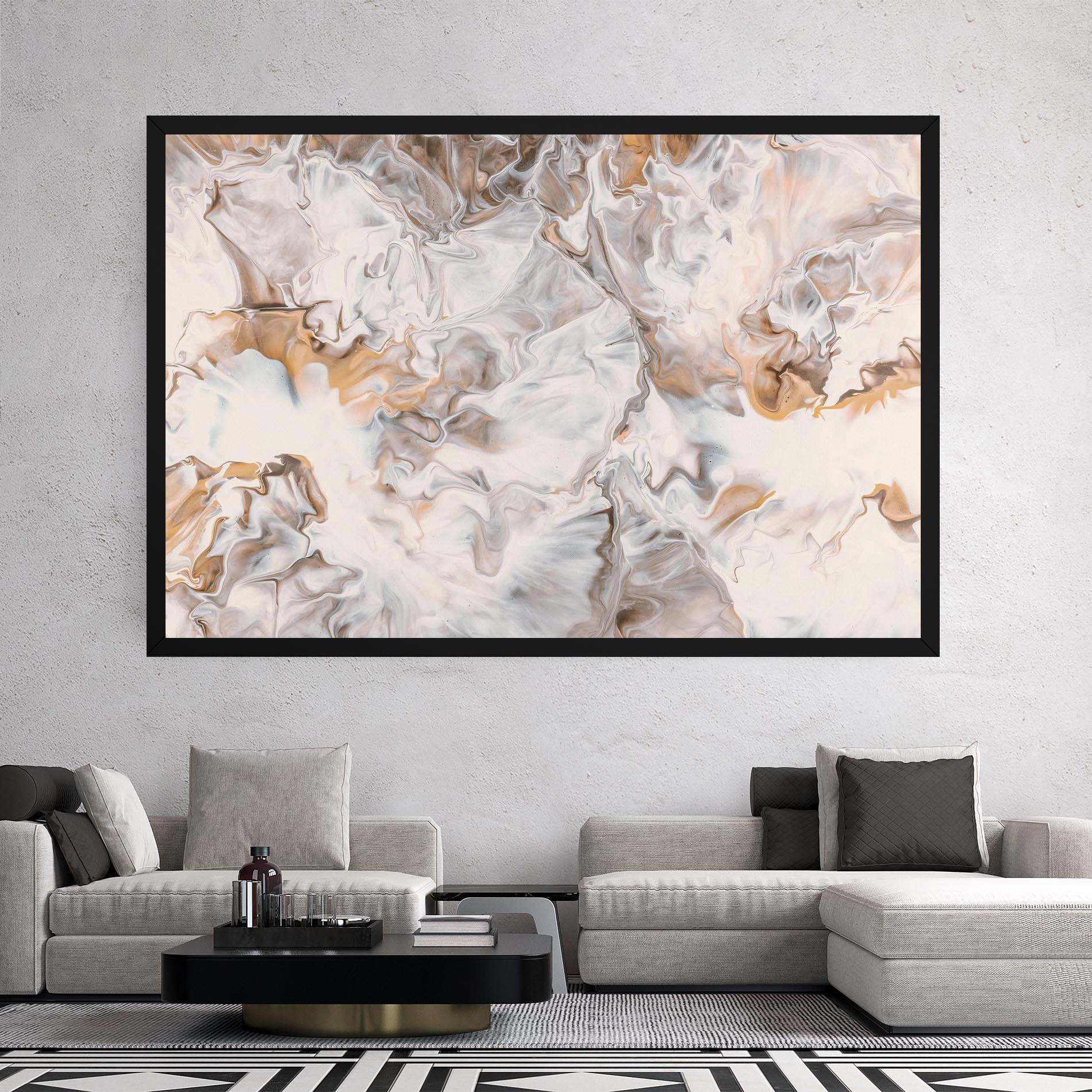 Leinwandbild White Gold Abstract mockup 2