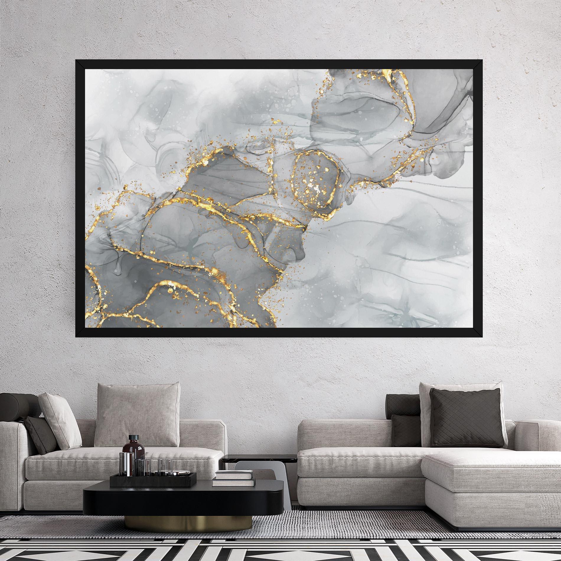 Leinwandbild White Ink Marble mockup 2