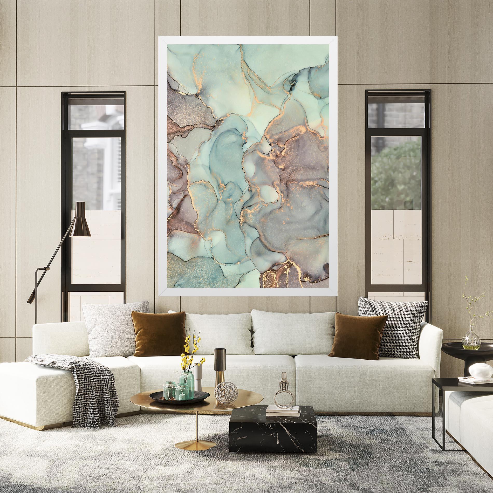 Leinwandbild Abstract Turquoise Marble mockup 2