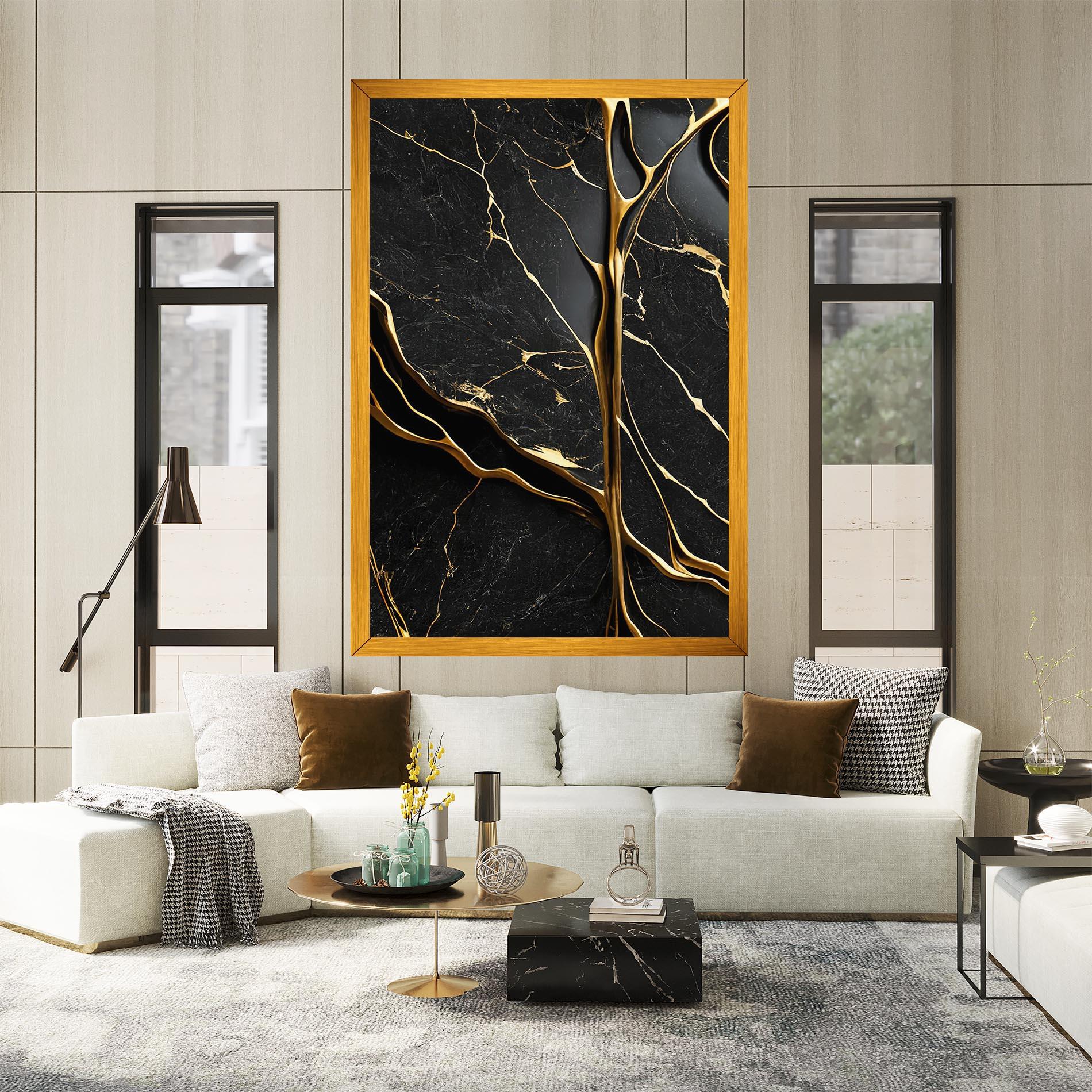 Leinwandbild Black Square Marble mockup 2
