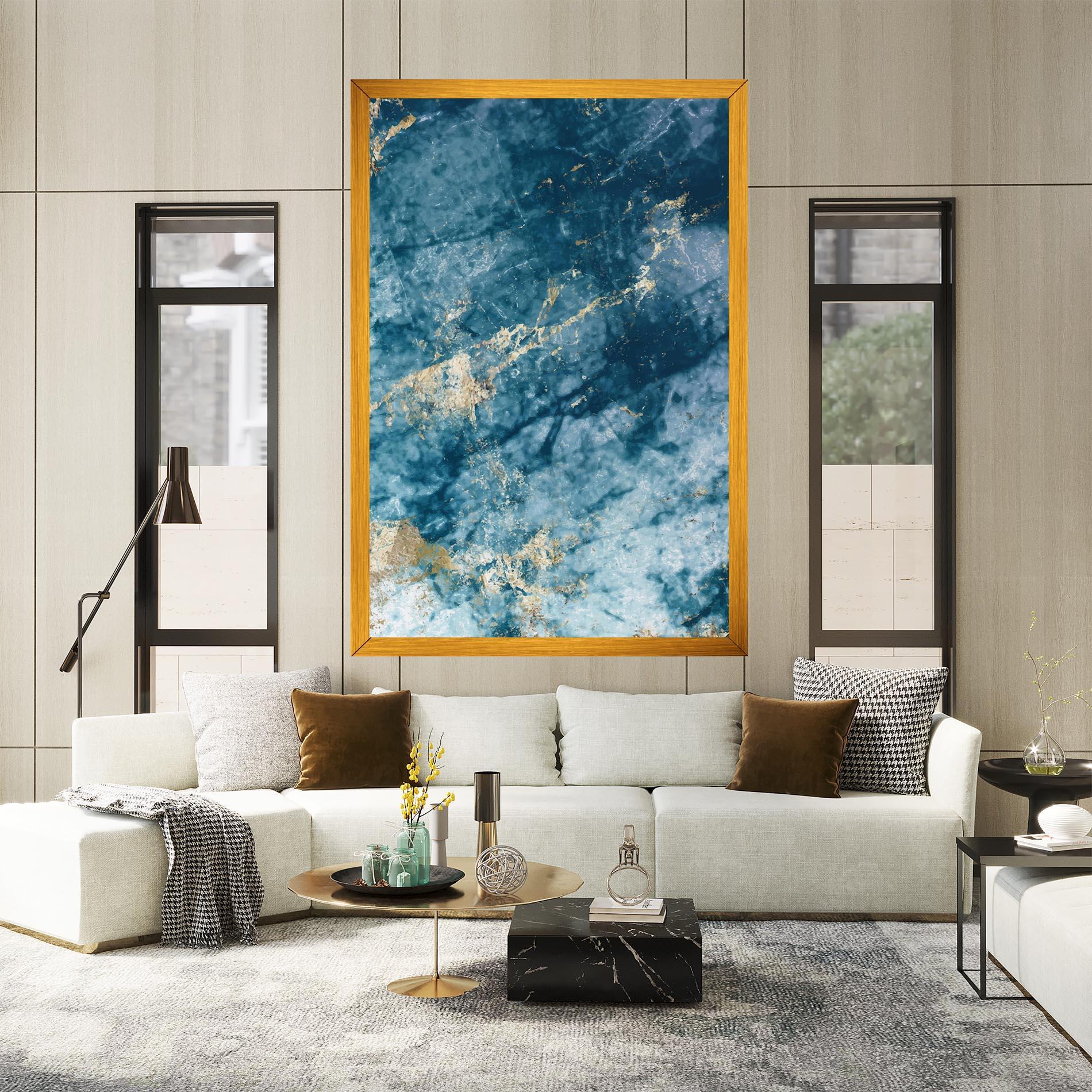 Leinwandbild Blue Water Marble mockup 2