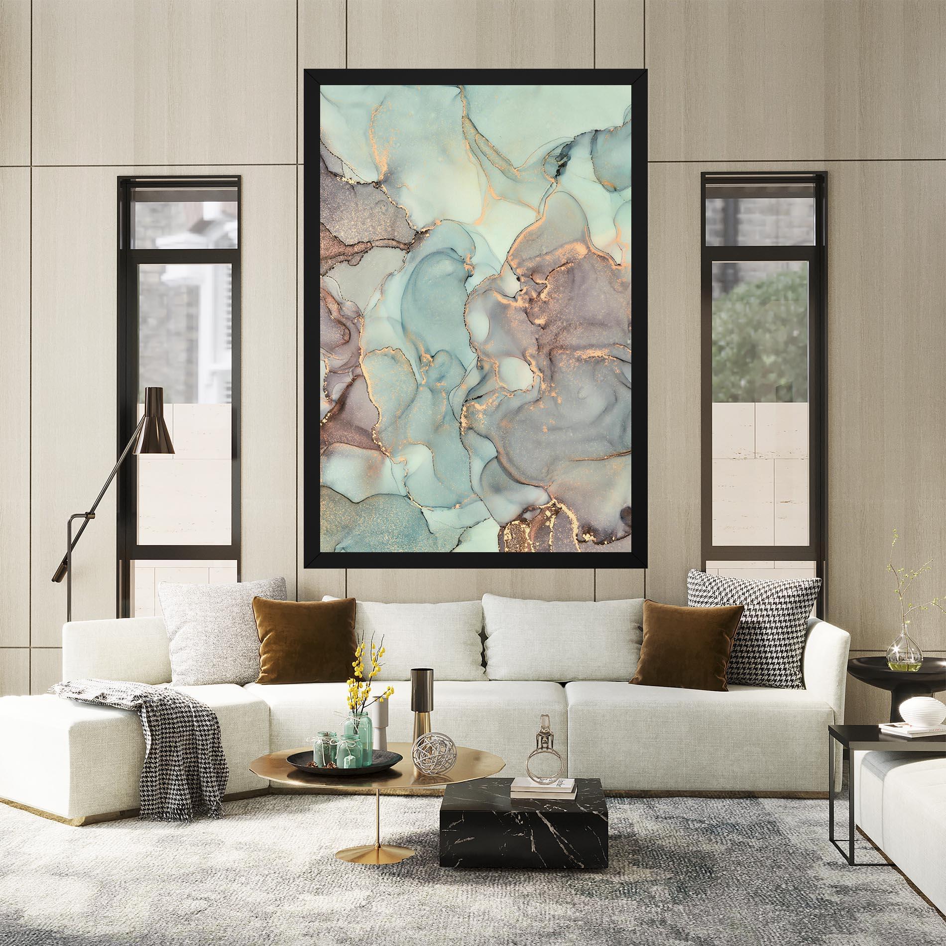 Leinwandbild Abstract Turquoise Marble mockup 2