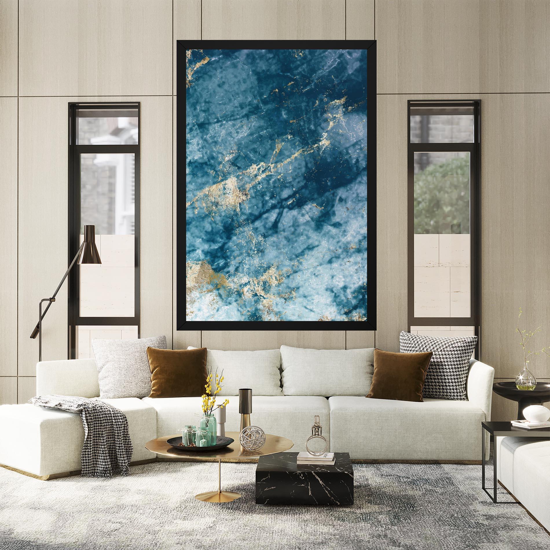Leinwandbild Blue Water Marble mockup 2