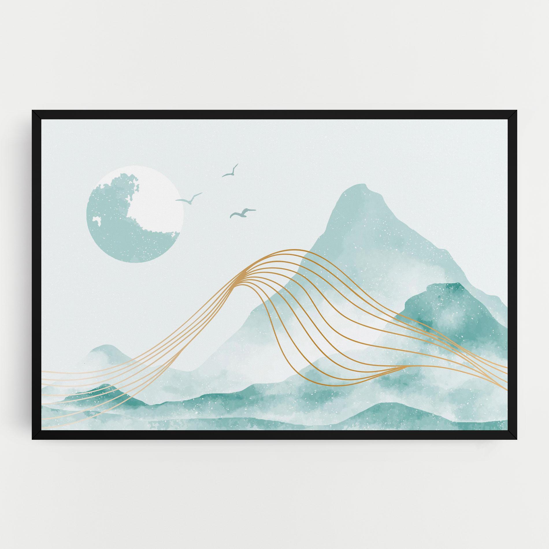 Leinwandbild Gold Line Mountain mockup 0