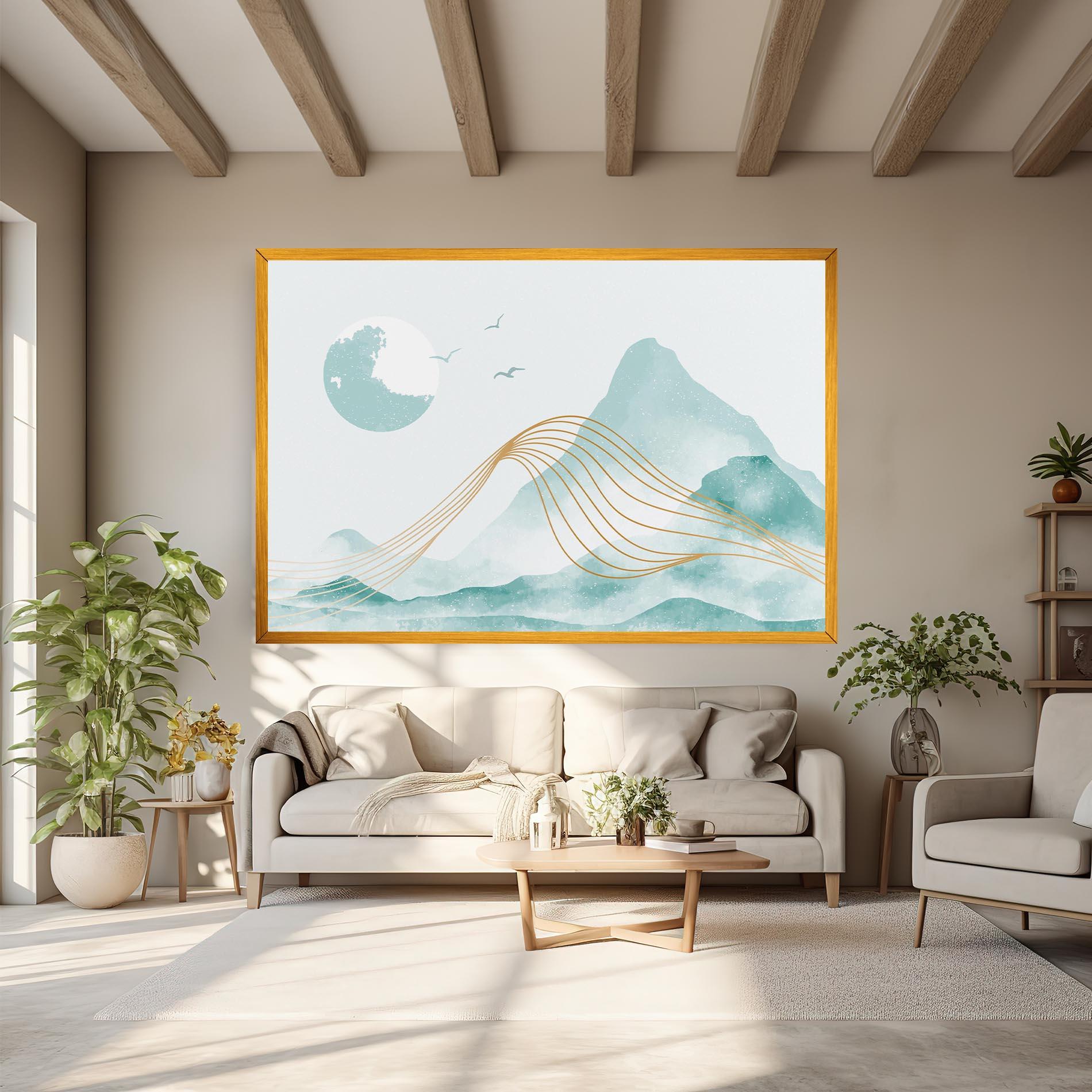 Leinwandbild Gold Line Mountain mockup 6