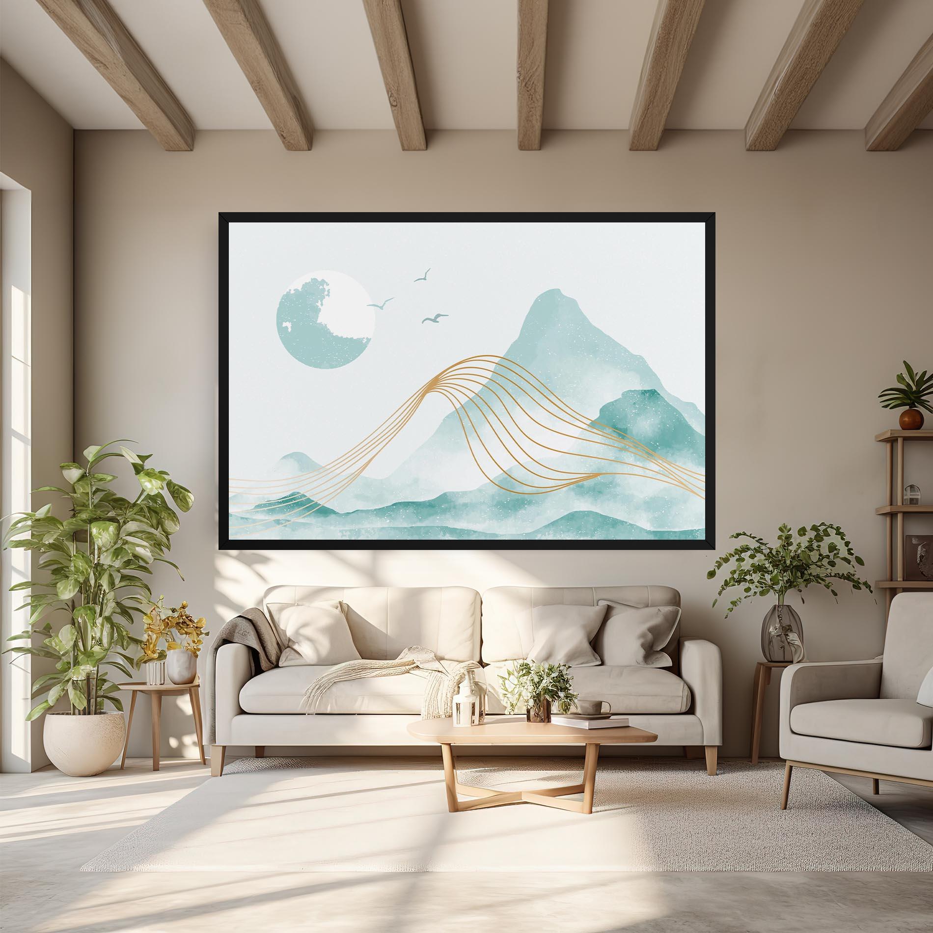 Leinwandbild Gold Line Mountain mockup 6