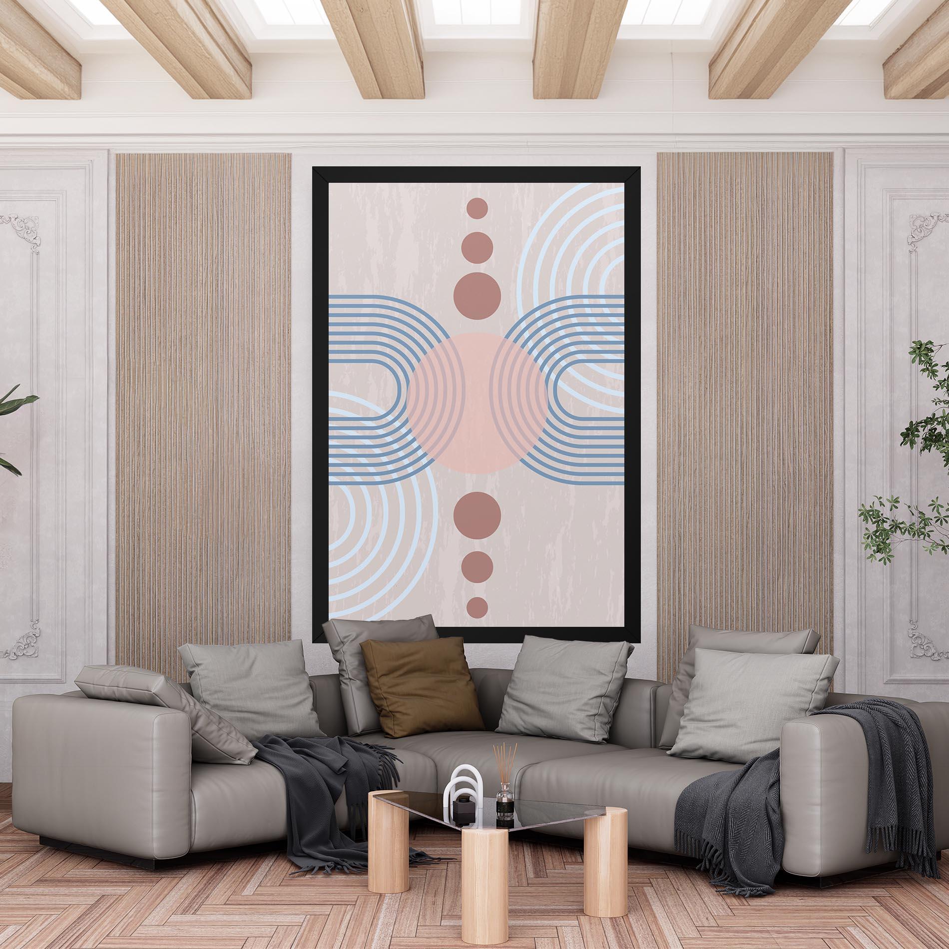 Leinwandbild Blue Lines On Pink mockup 6