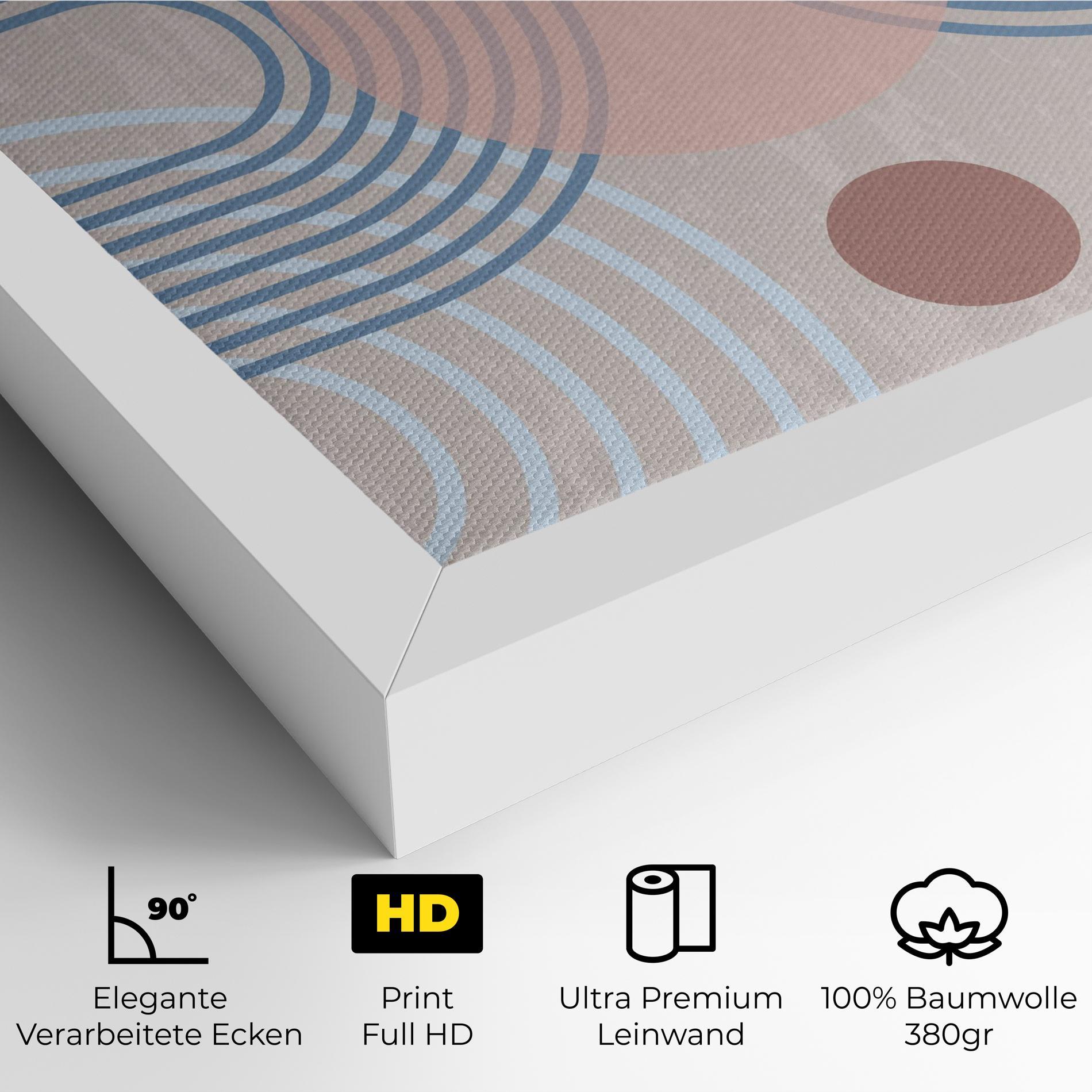 Leinwandbild Blue Lines On Pink mockup 4