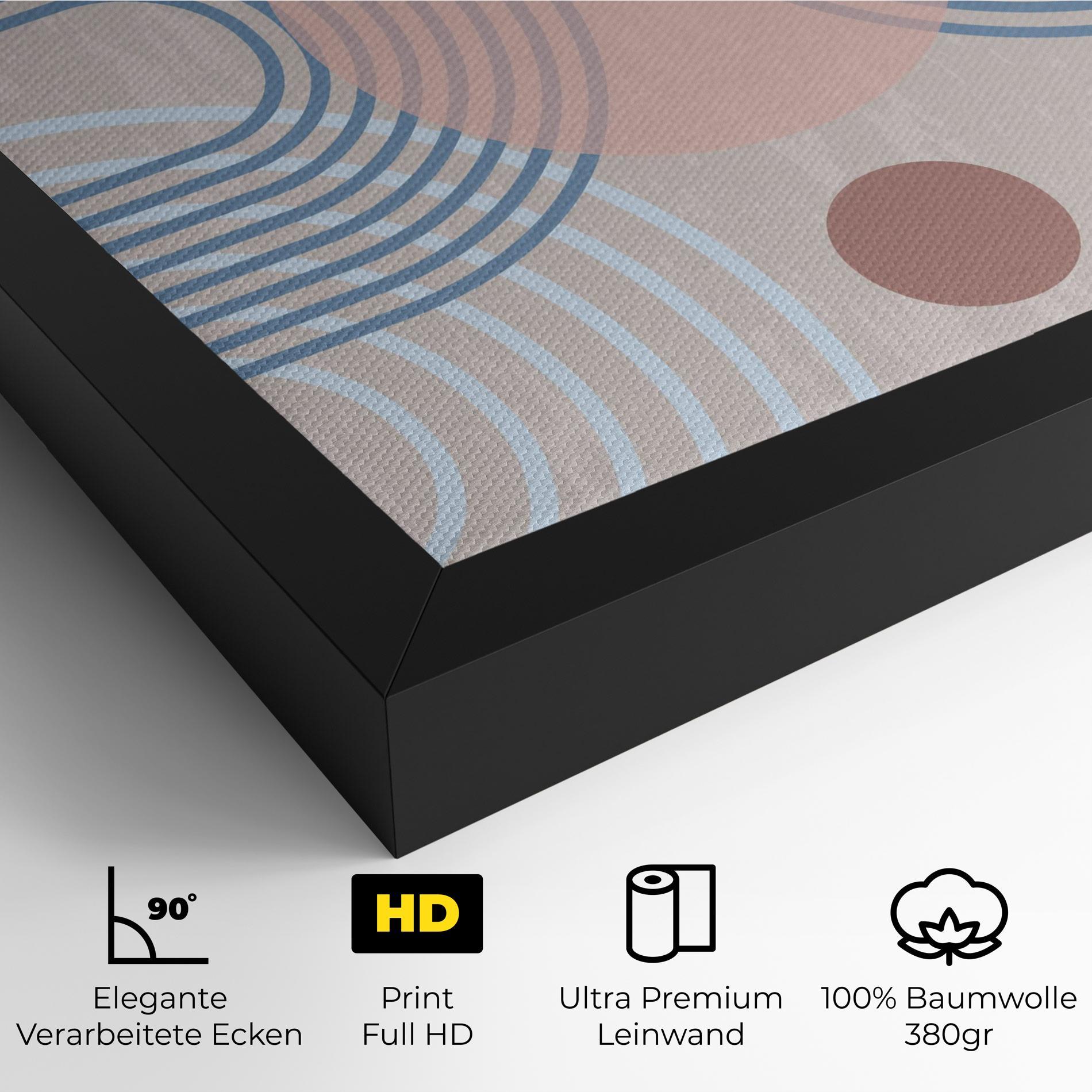 Leinwandbild Blue Lines On Pink mockup 4