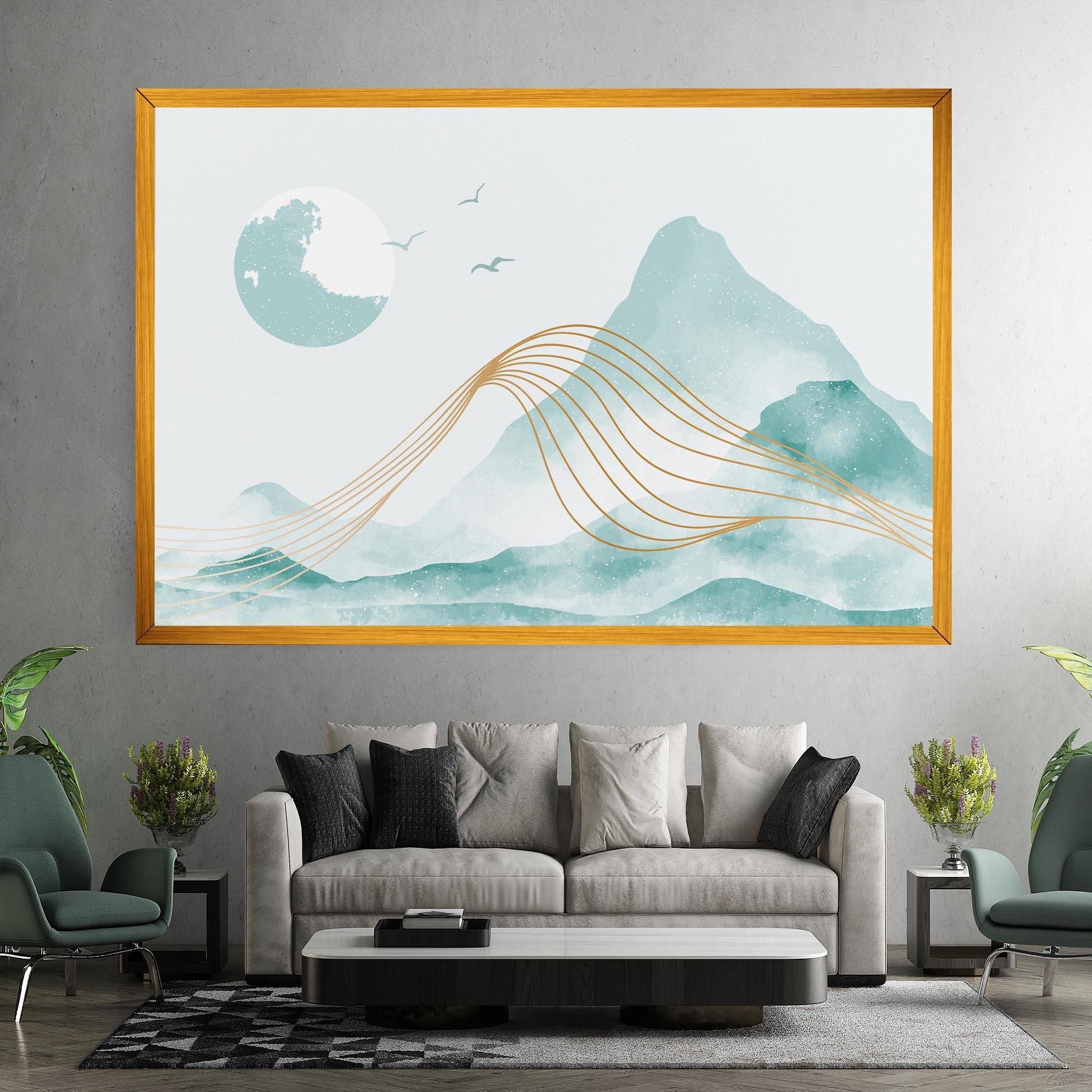 Leinwandbild Gold Line Mountain mockup 7