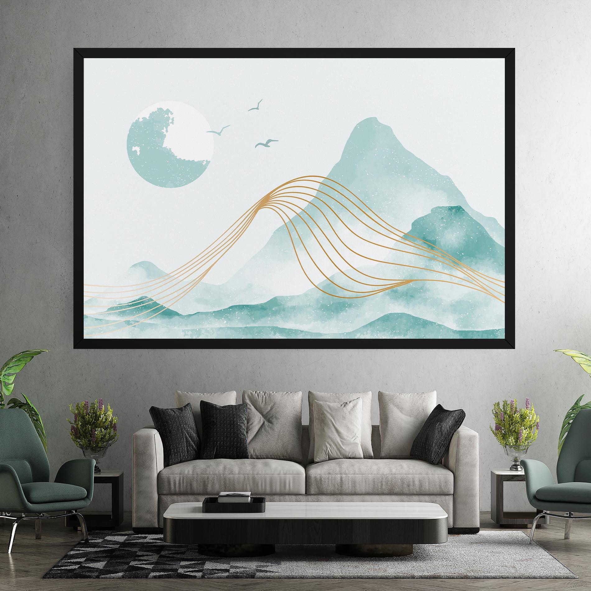 Leinwandbild Gold Line Mountain mockup 7