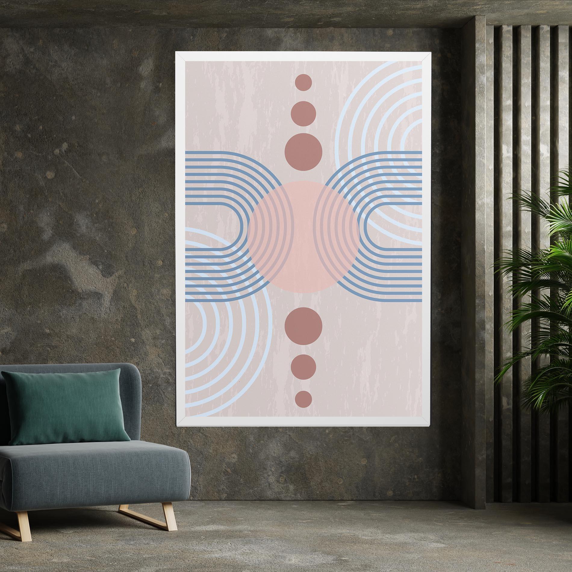 Leinwandbild Blue Lines On Pink mockup 7
