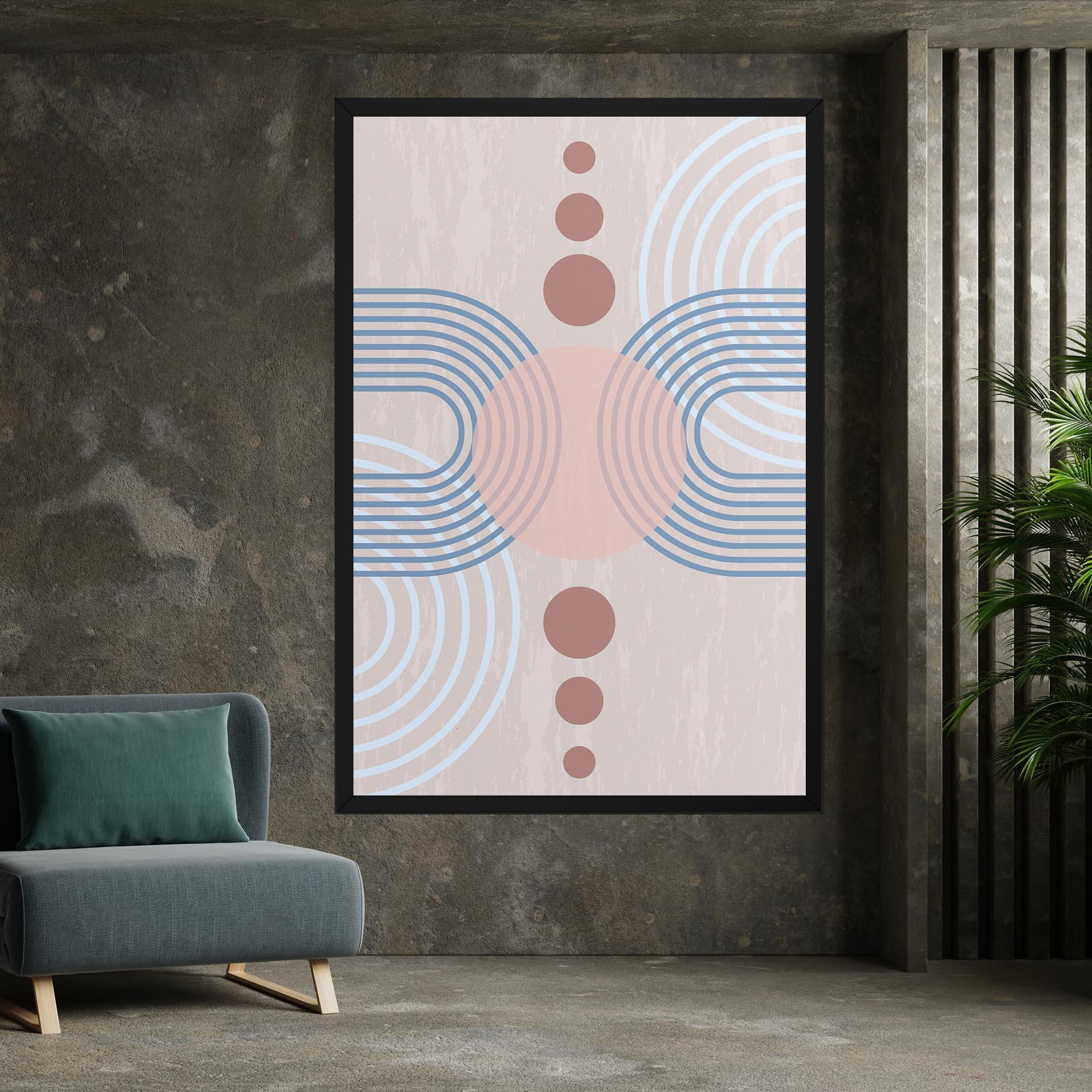 Leinwandbild Blue Lines On Pink mockup 7