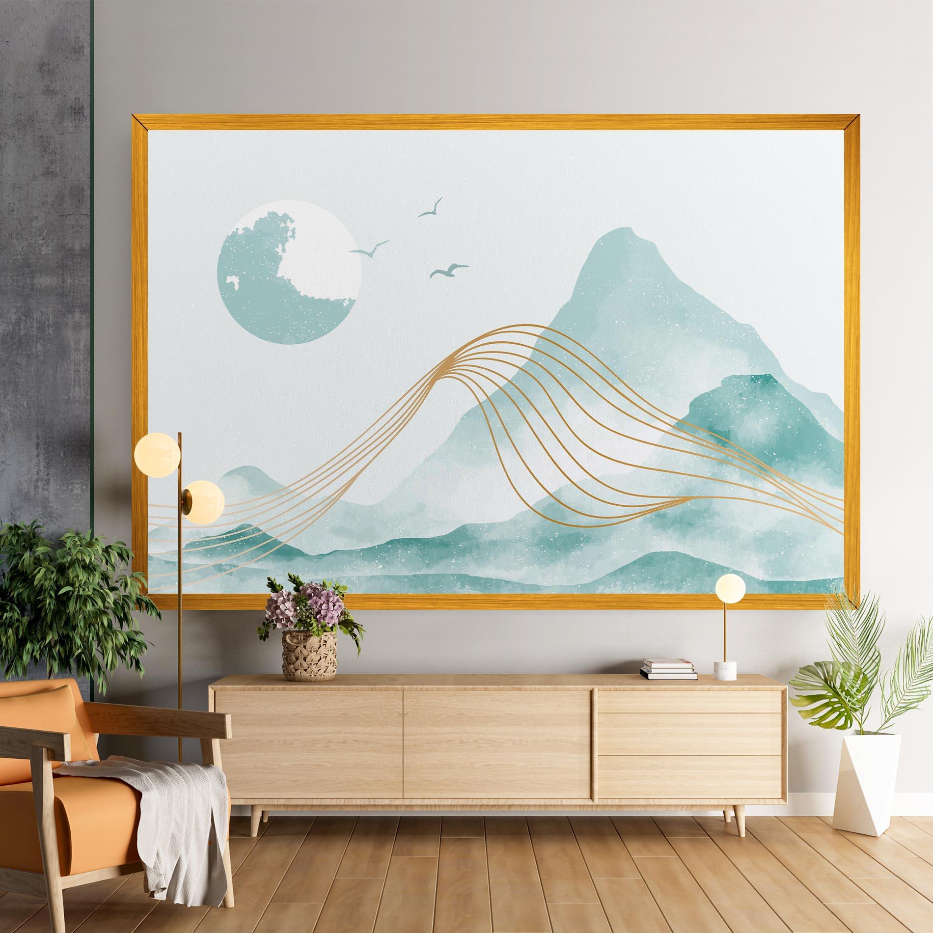 Leinwandbild Gold Line Mountain mockup 9
