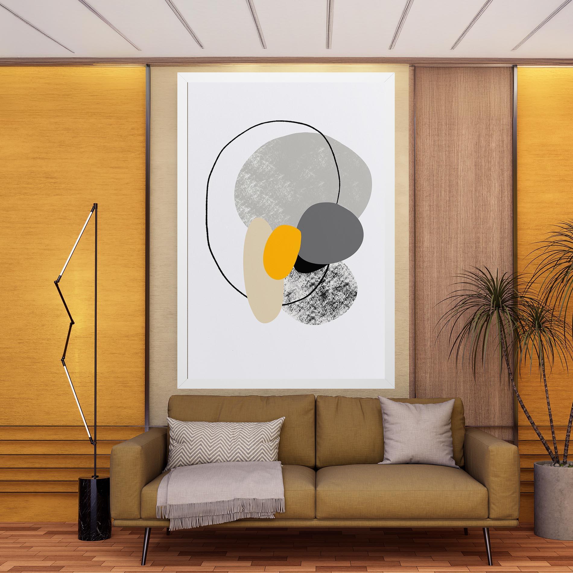 Leinwandbild Grey Orange Shape mockup 9