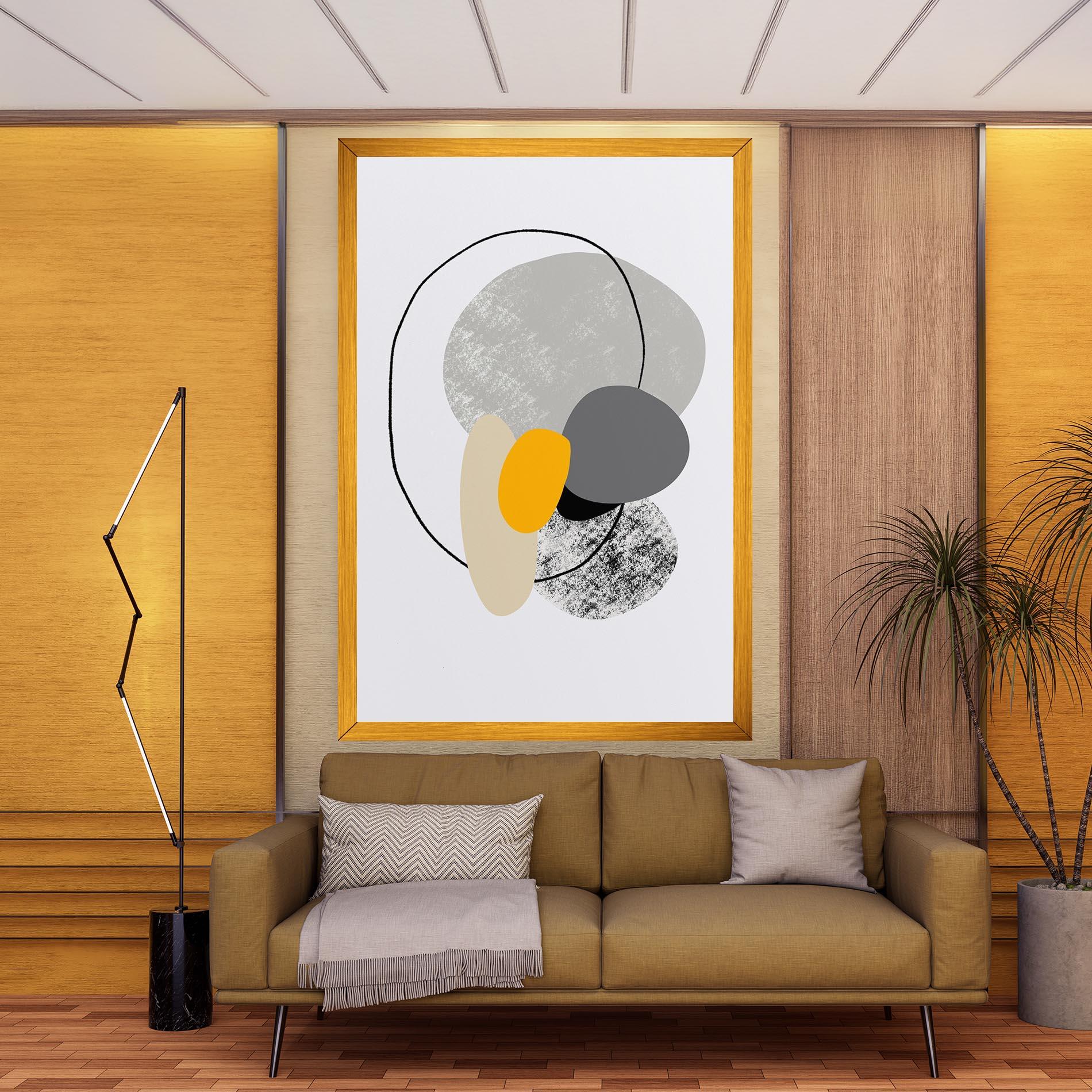 Leinwandbild Grey Orange Shape mockup 9