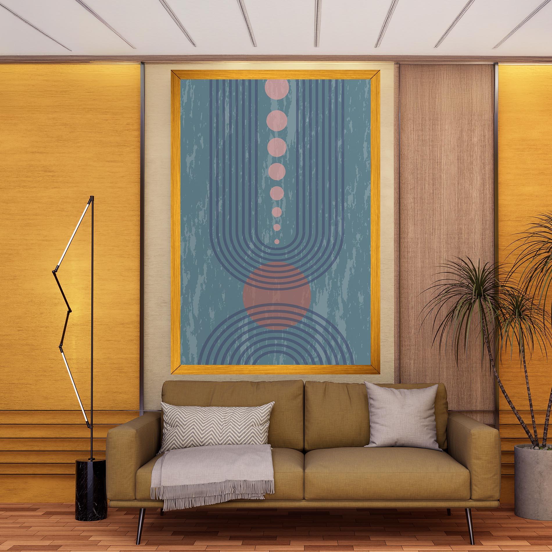 Leinwandbild Pink Circle On Blue mockup 9