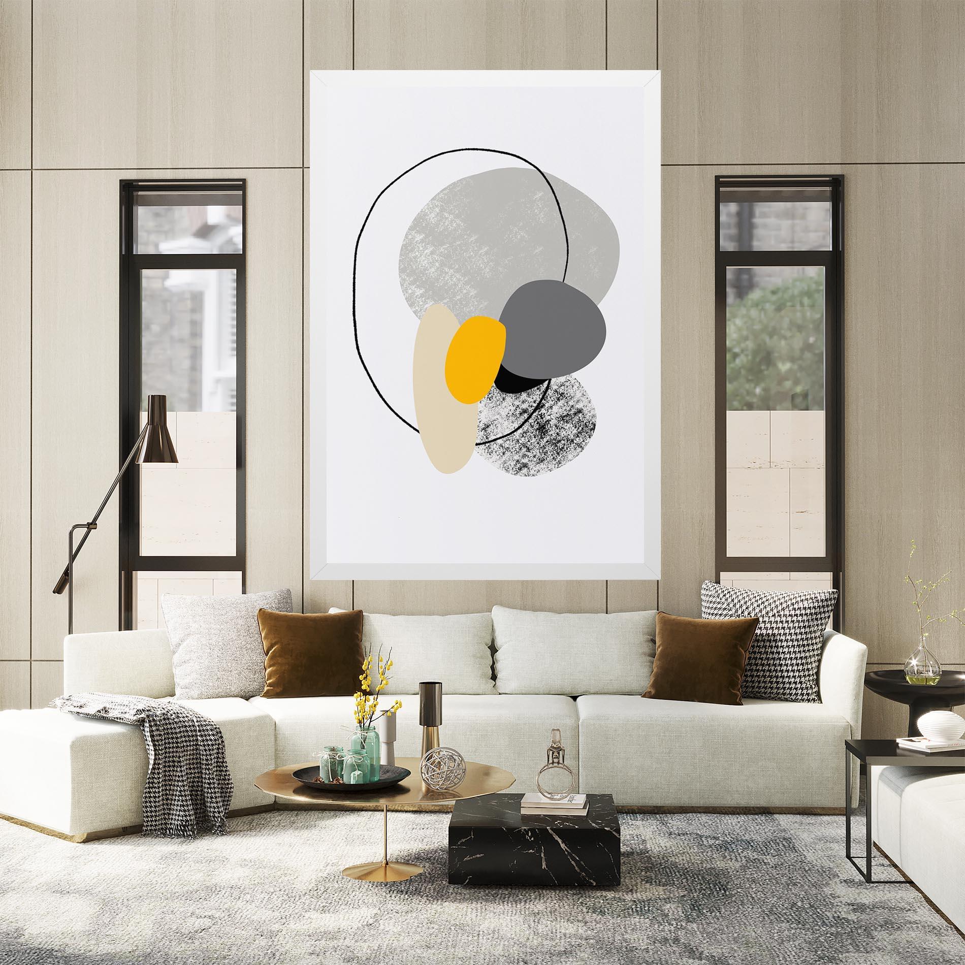 Leinwandbild Grey Orange Shape mockup 2