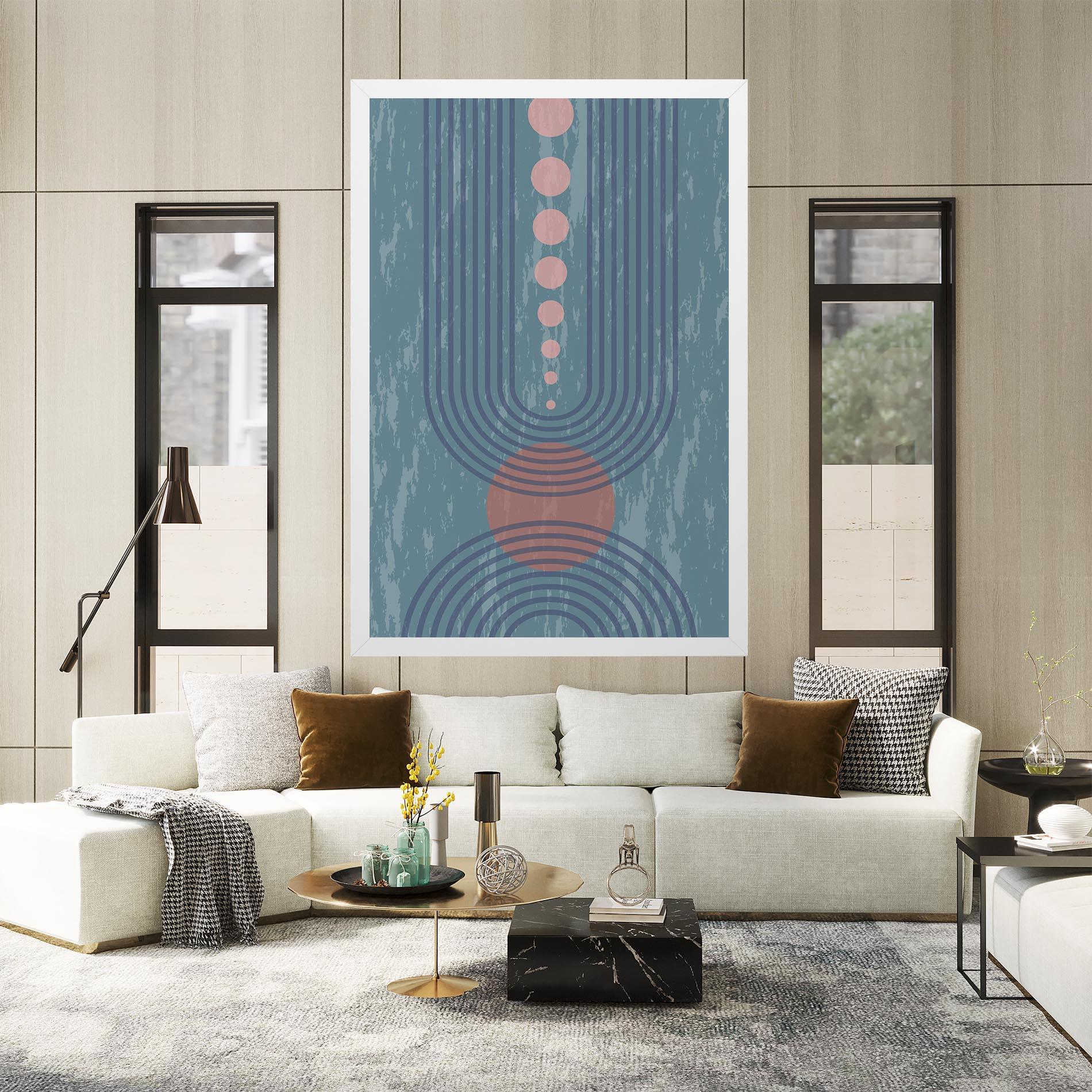 Leinwandbild Pink Circle On Blue mockup 2