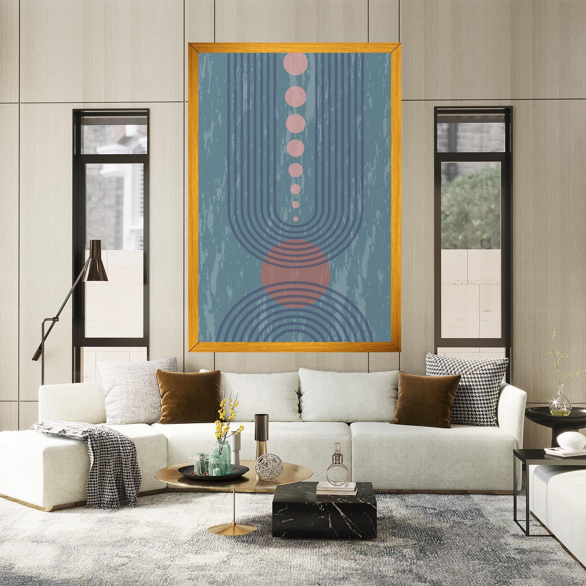 Leinwandbild Pink Circle On Blue mockup 2