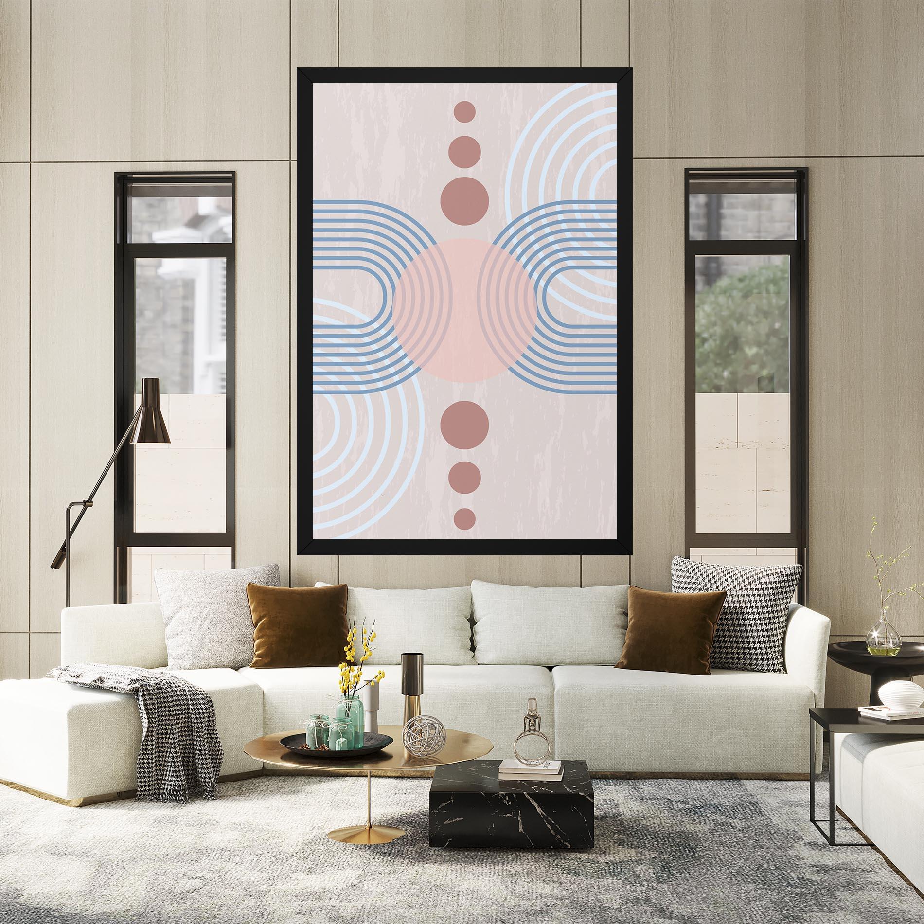 Leinwandbild Blue Lines On Pink mockup 2