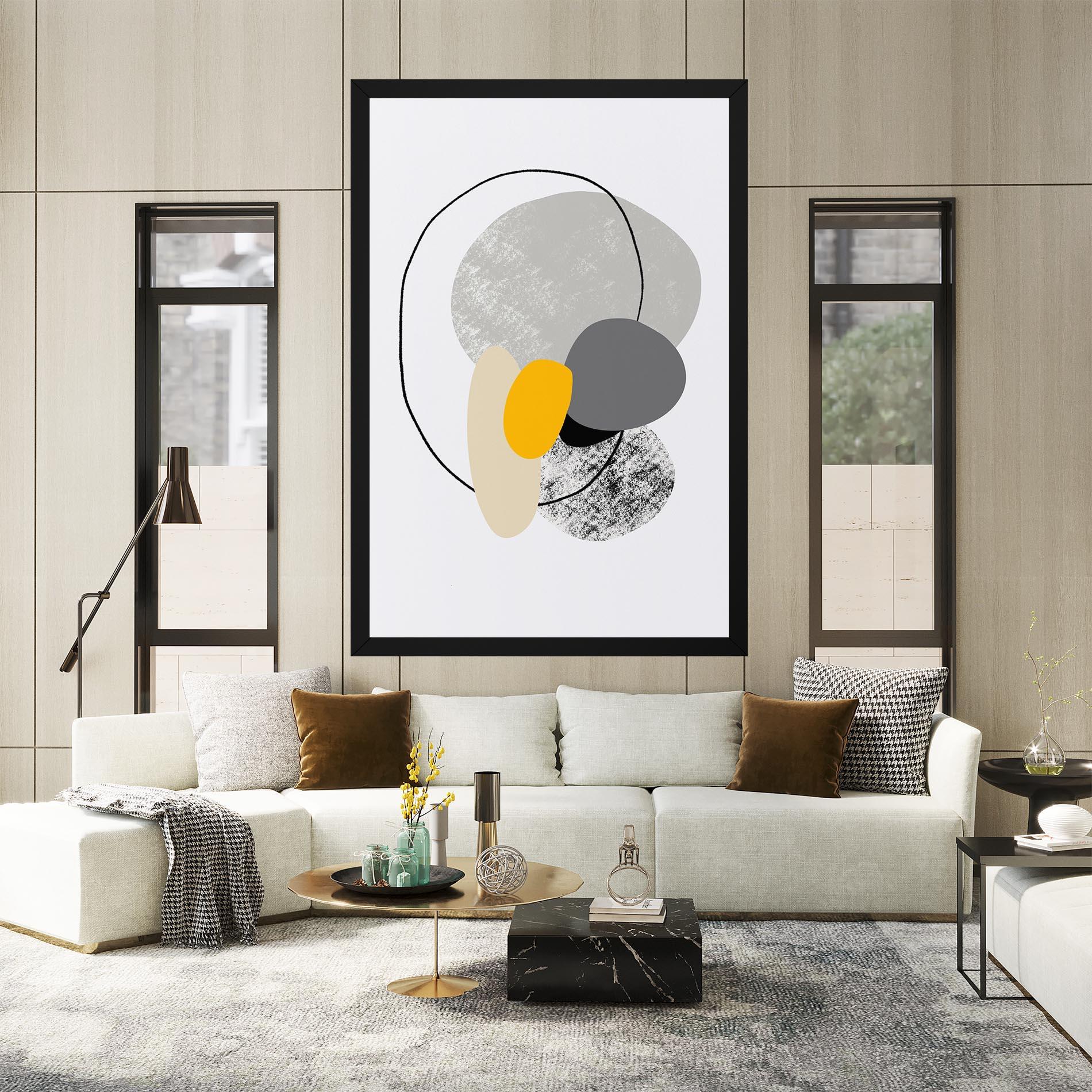 Leinwandbild Grey Orange Shape mockup 2