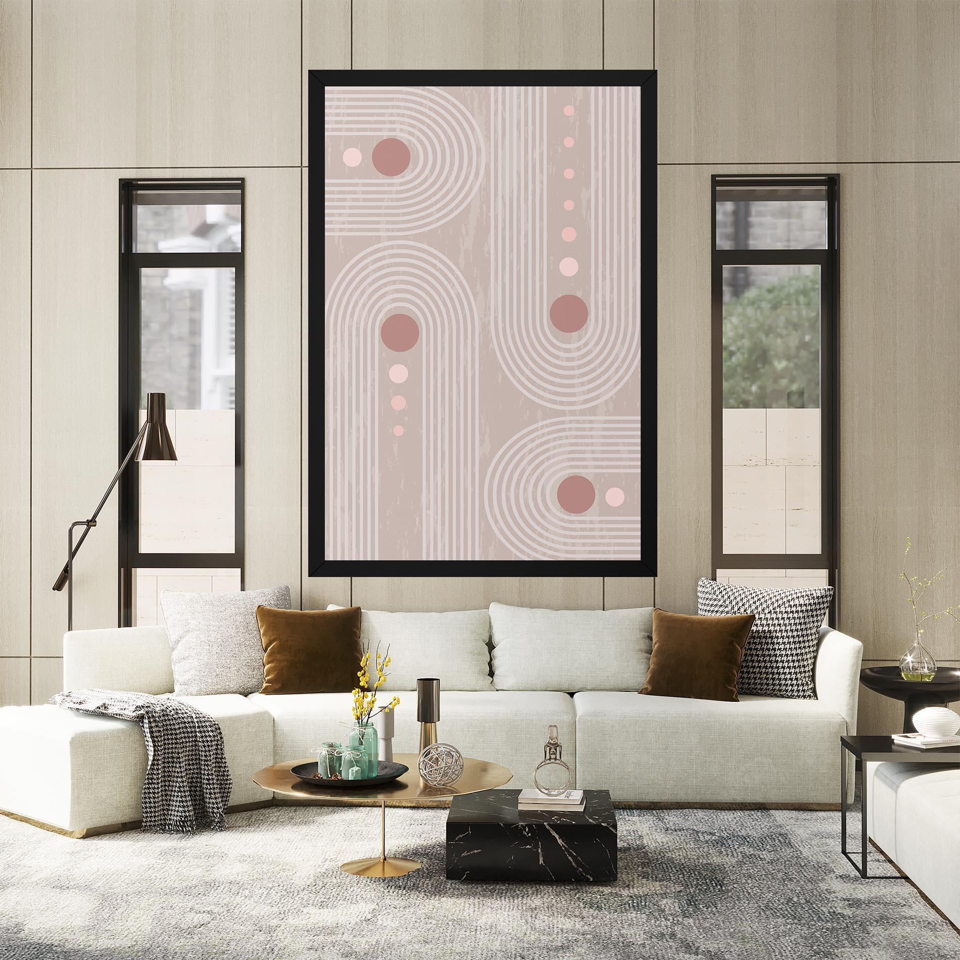 Leinwandbild Pink Circle On Cream mockup 2