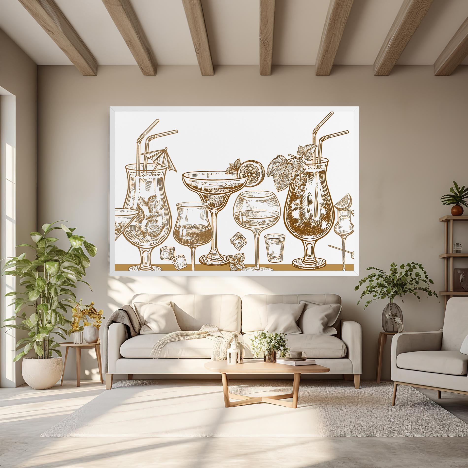 Leinwandbild Brown Line Drinks mockup 6