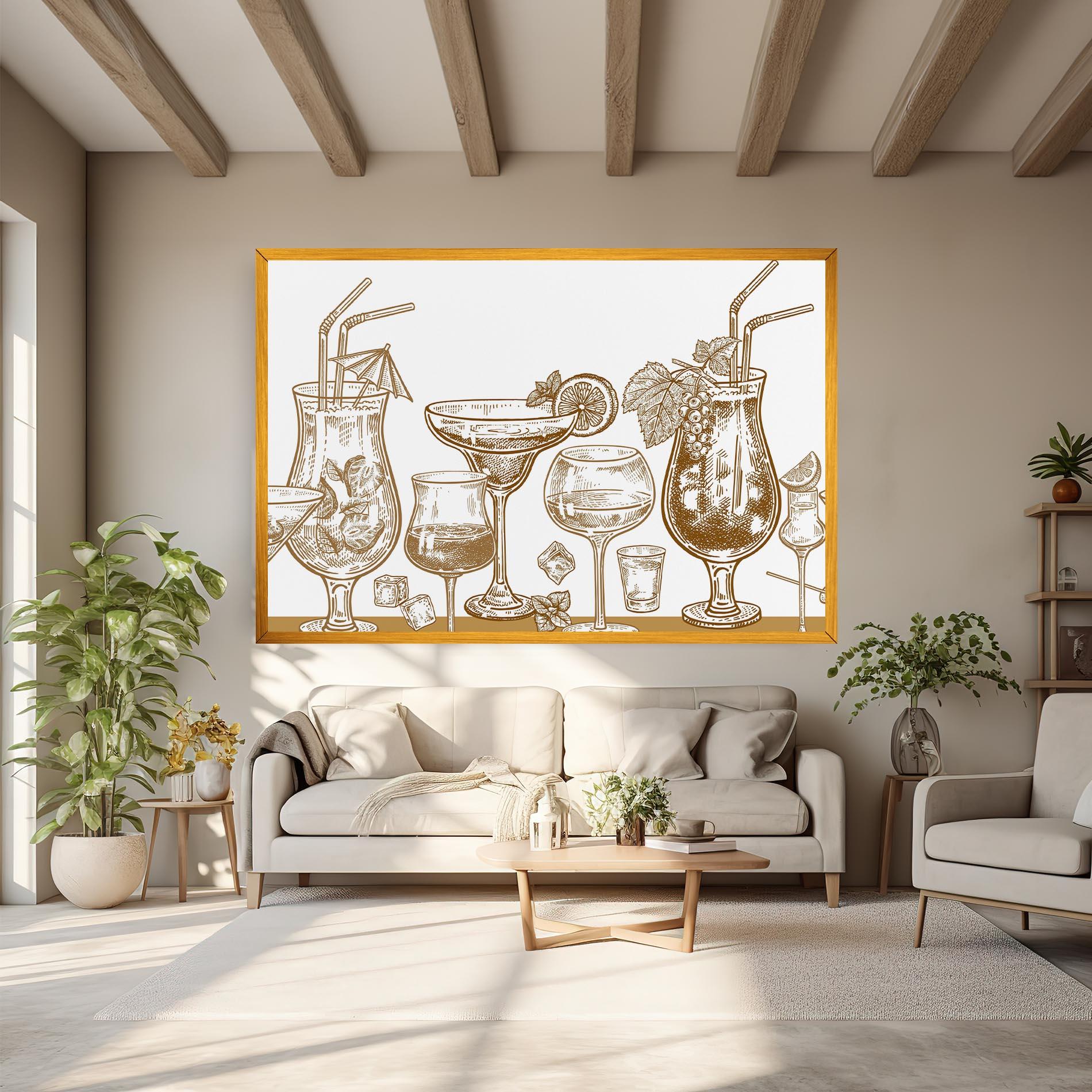 Leinwandbild Brown Line Drinks mockup 6