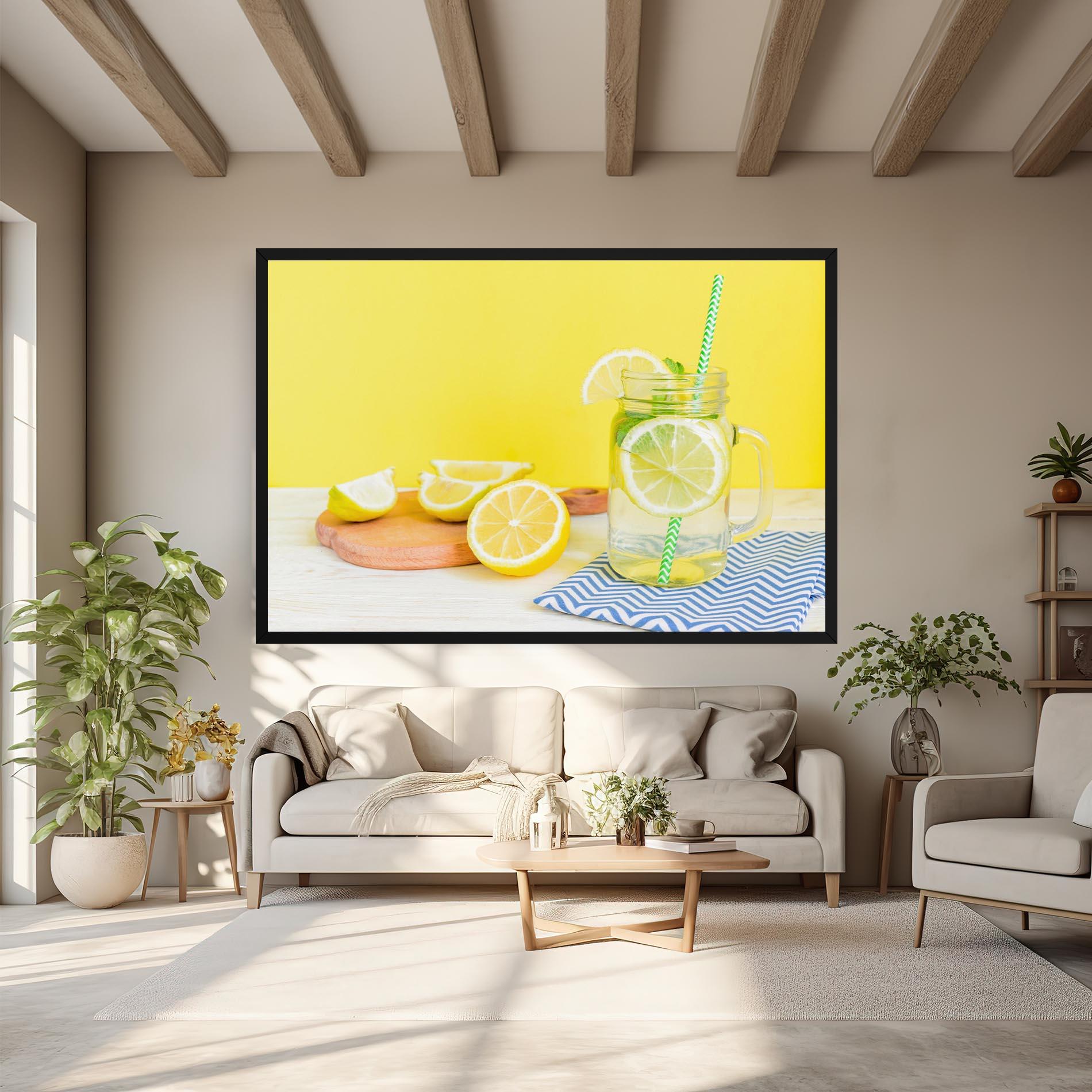 Leinwandbild Citrus Lemonade Water mockup 6