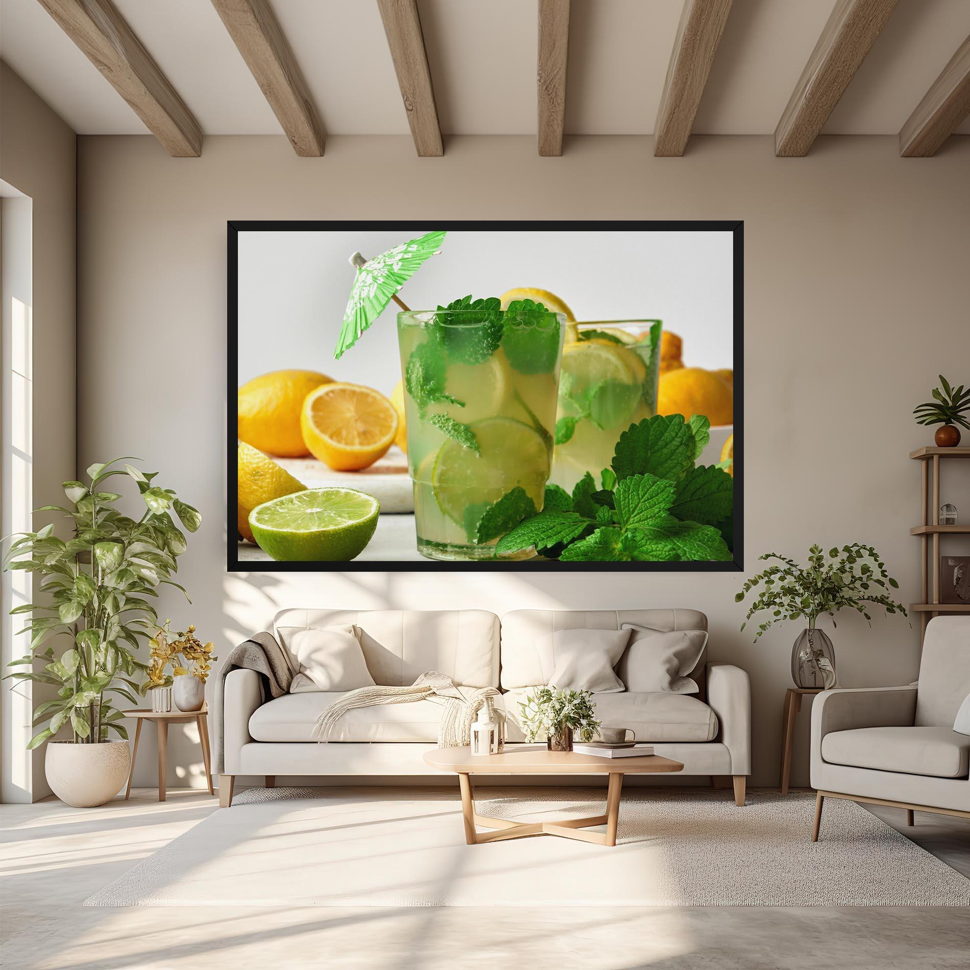 Leinwandbild Mint Leaves Lemonade mockup 6