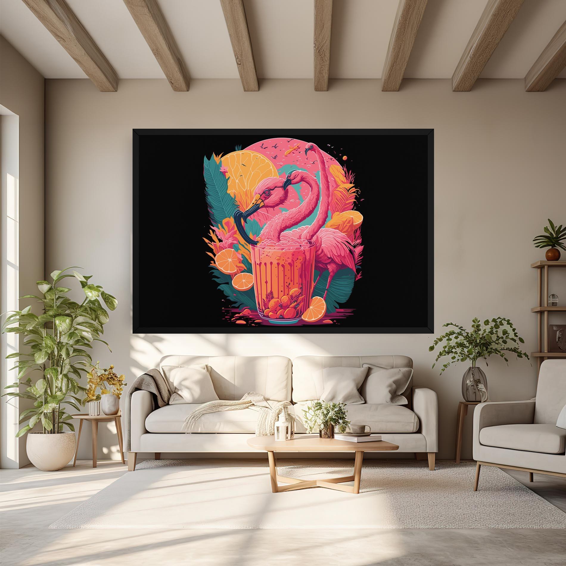 Leinwandbild Pink Bird Drink mockup 6